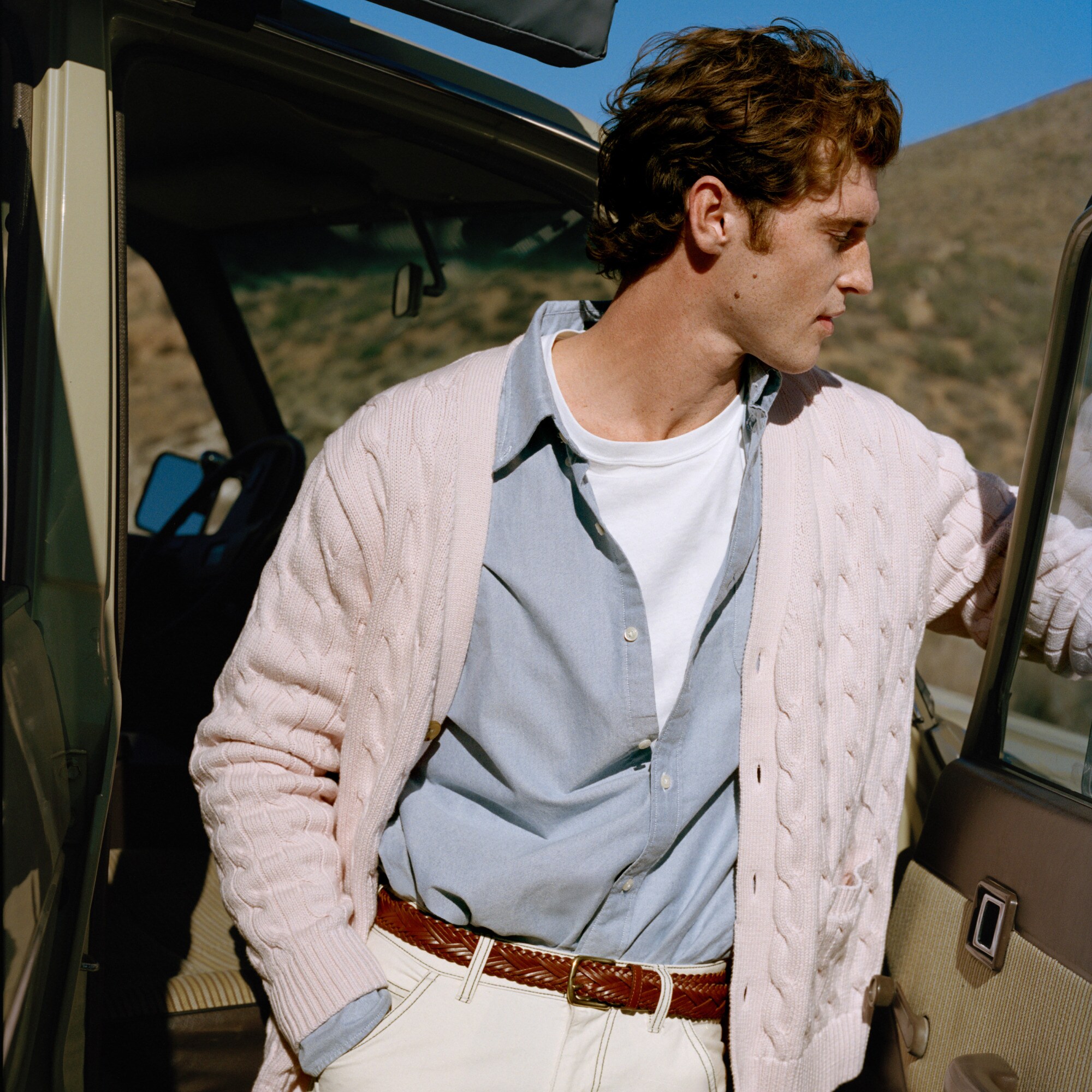 mens Heritage cotton cable-knit V-neck cardigan