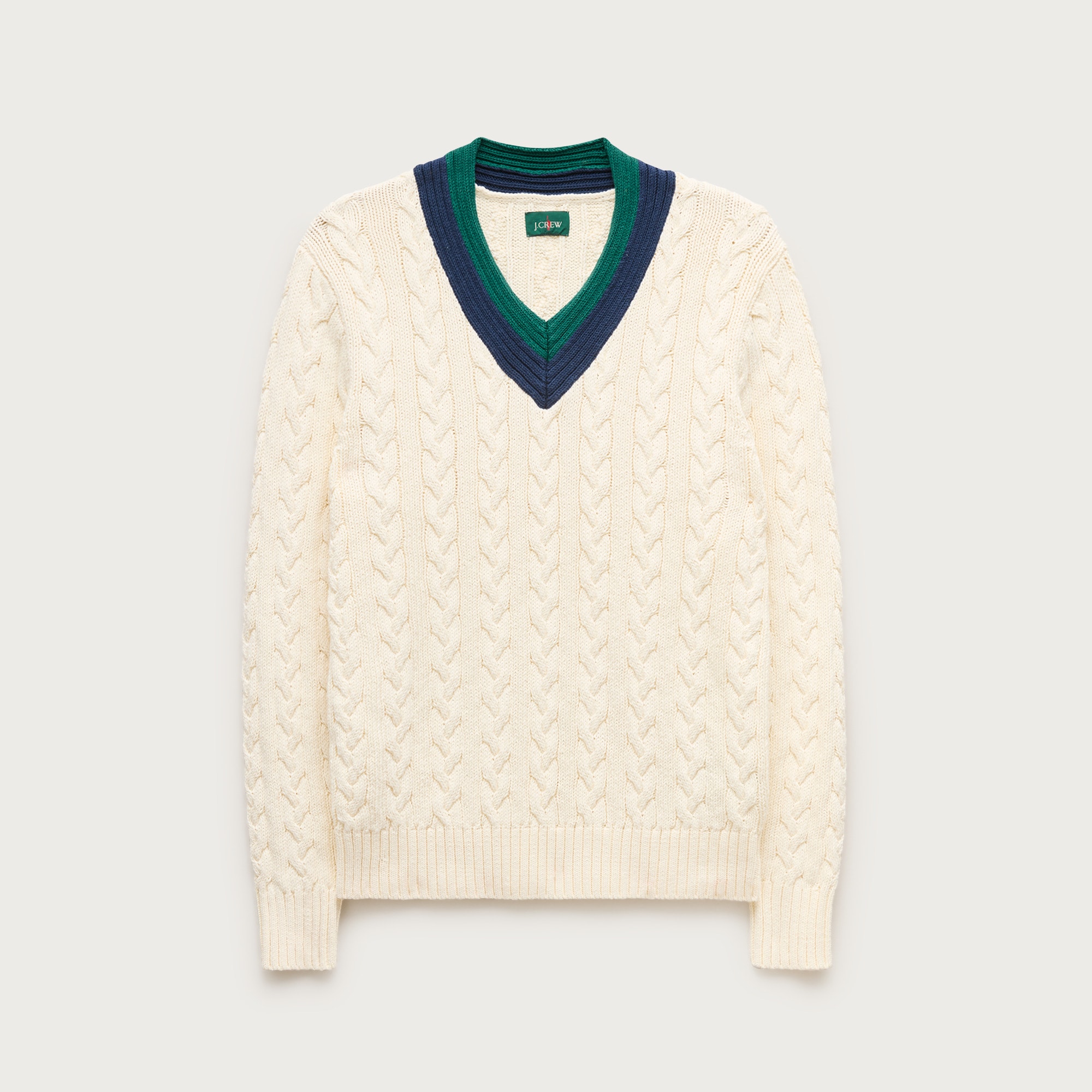 Cable-knit V-neck sweater in cotton