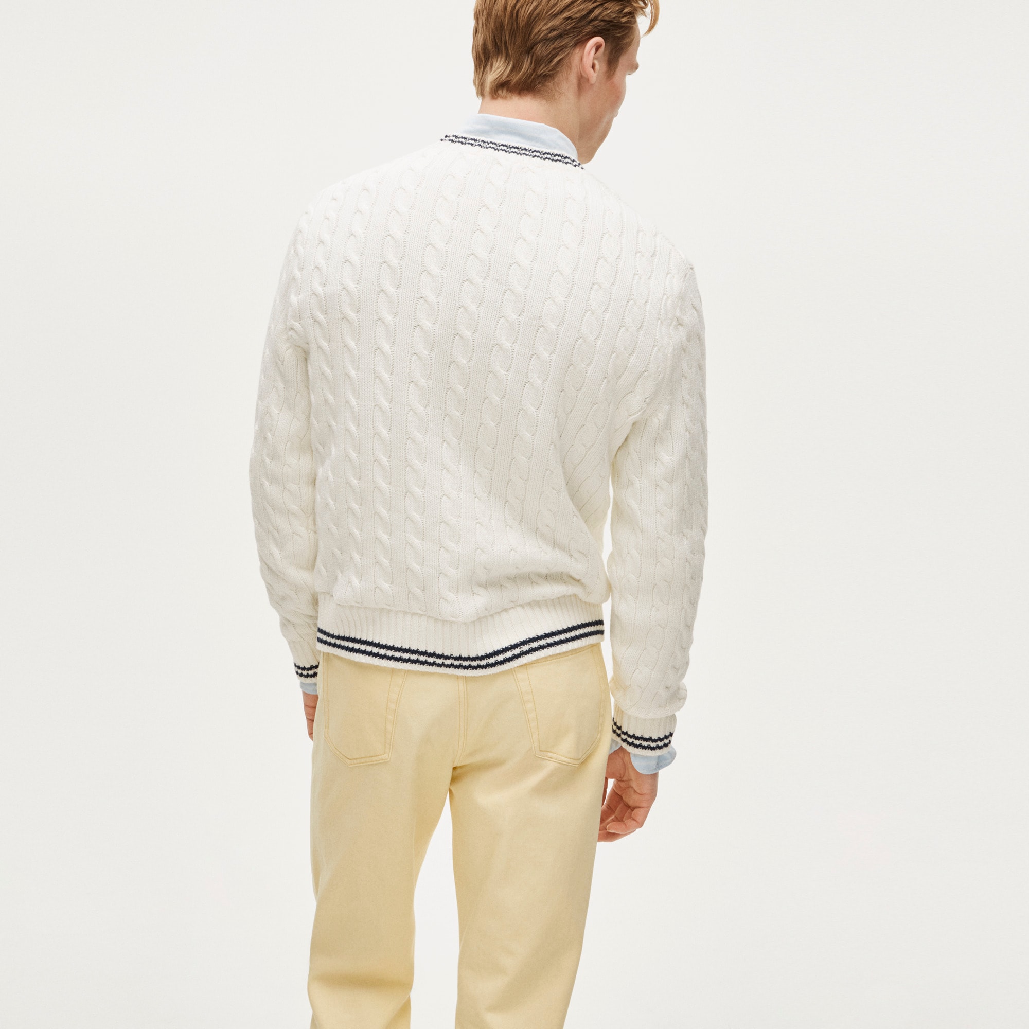 Heritage cotton tipped cable-knit sweater