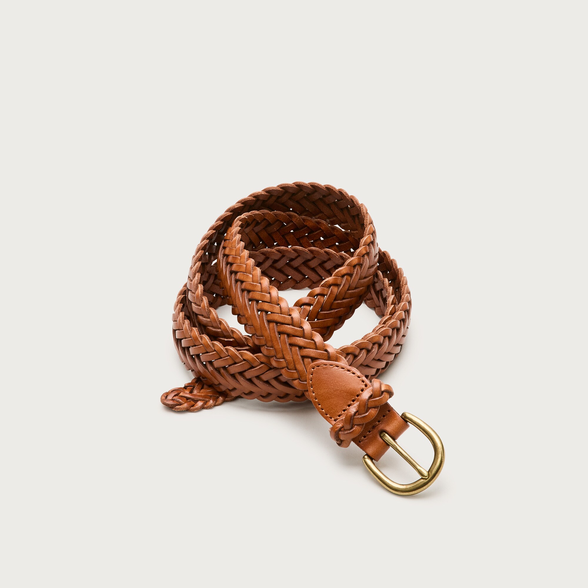 Slim braided leather belt