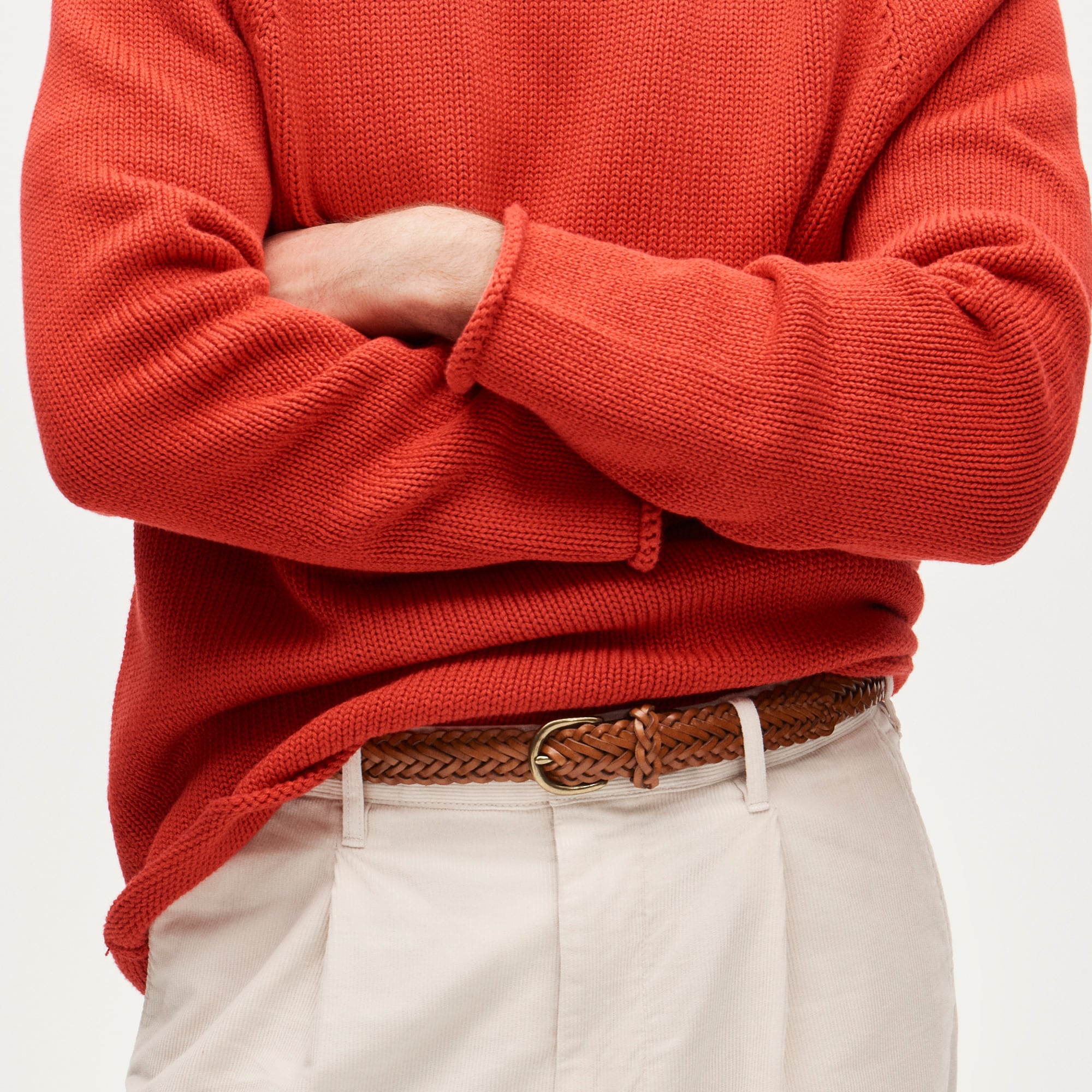 mens Slim braided leather belt