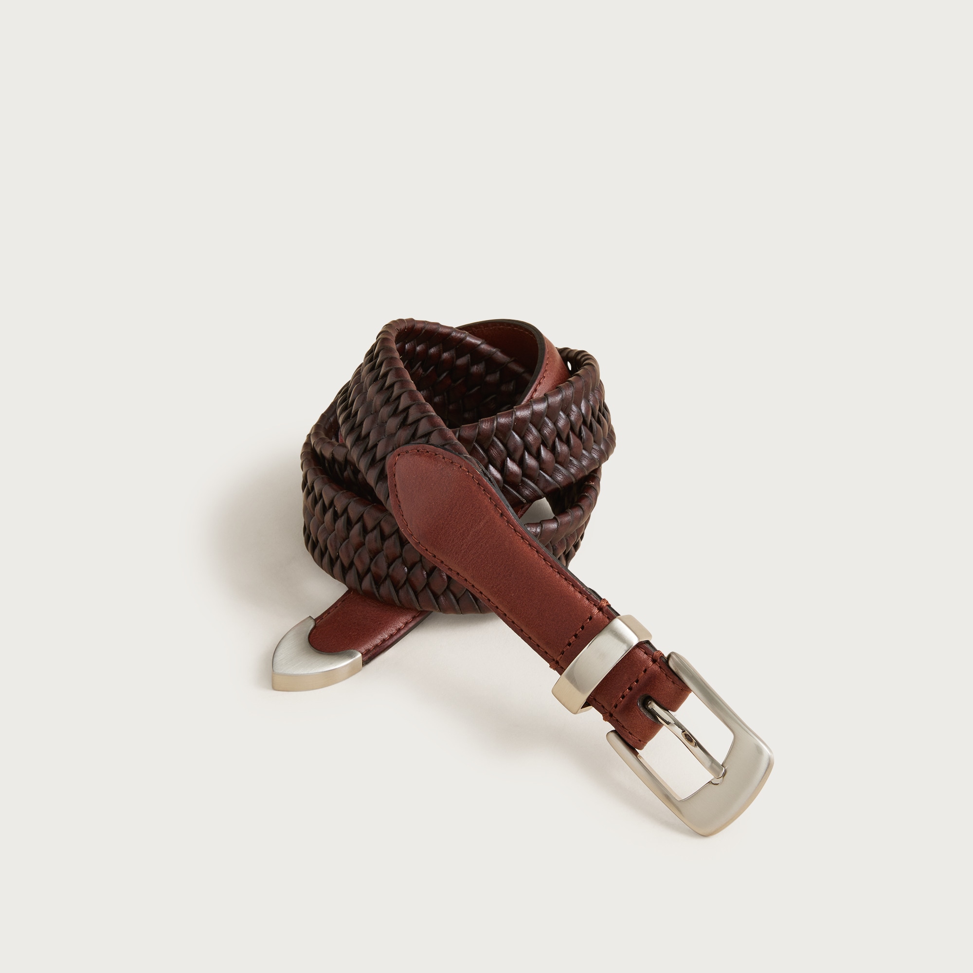 Braided western belt in leather