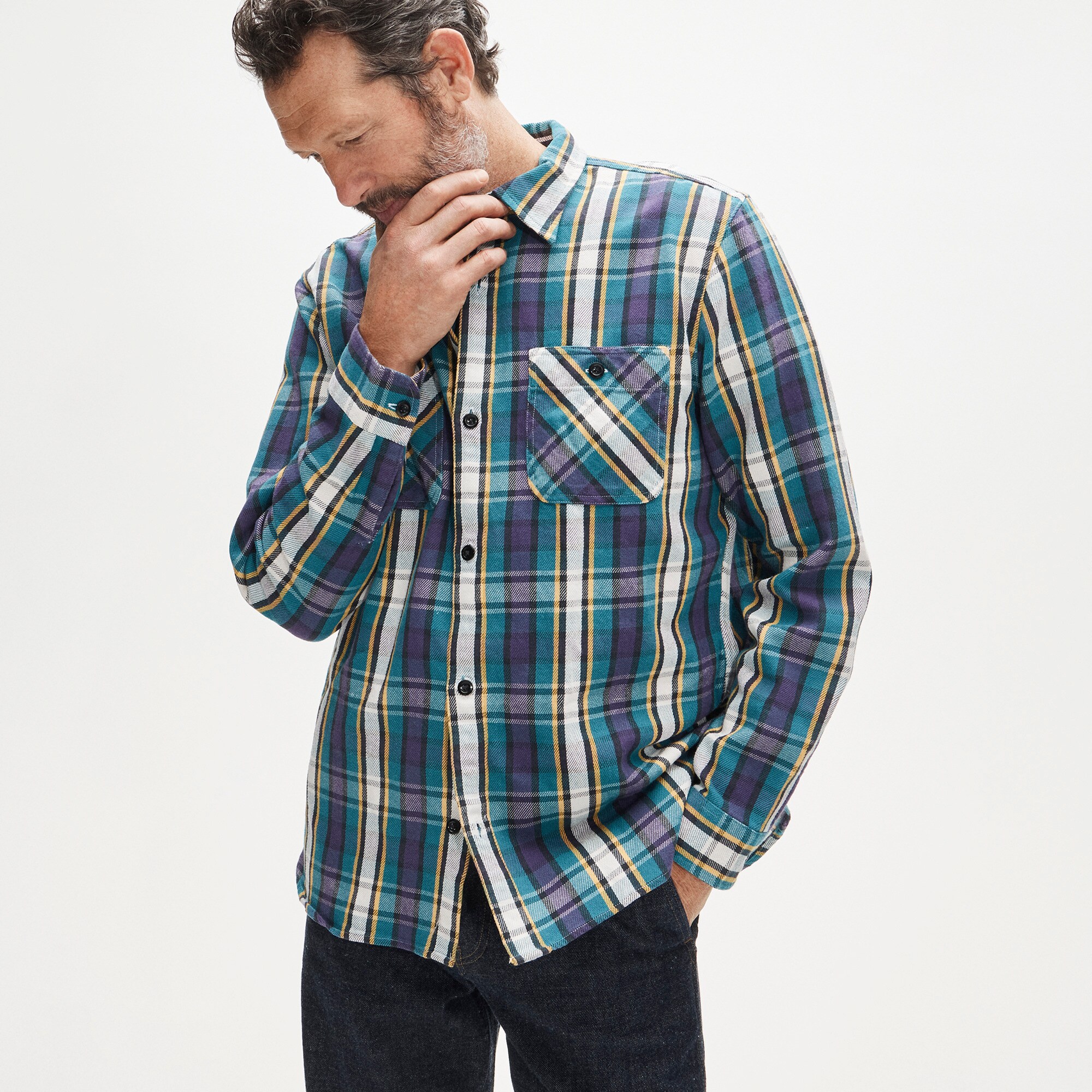 Wallace & Barnes cotton twill workshirt in plaid