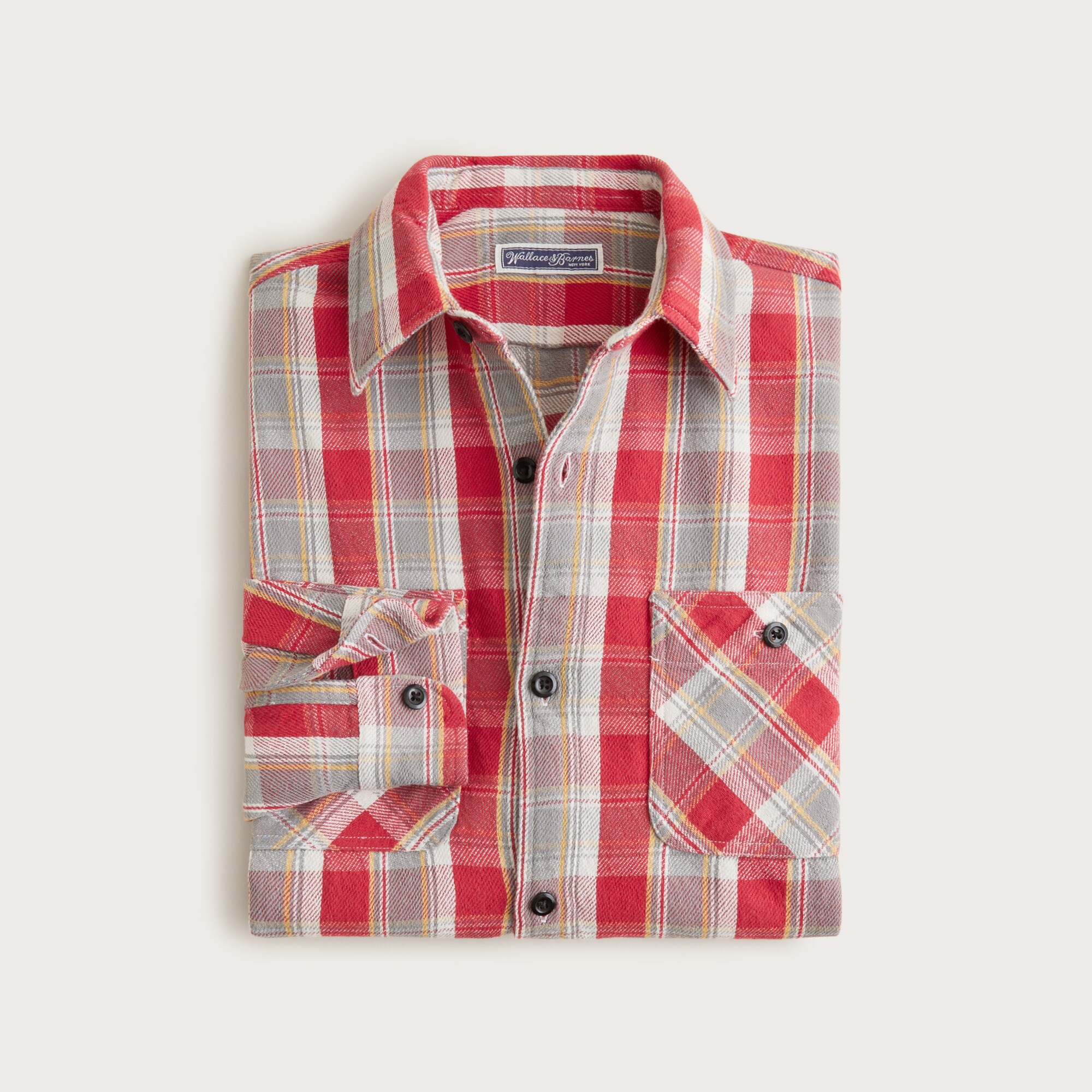mens Wallace &amp; Barnes cotton twill workshirt in plaid