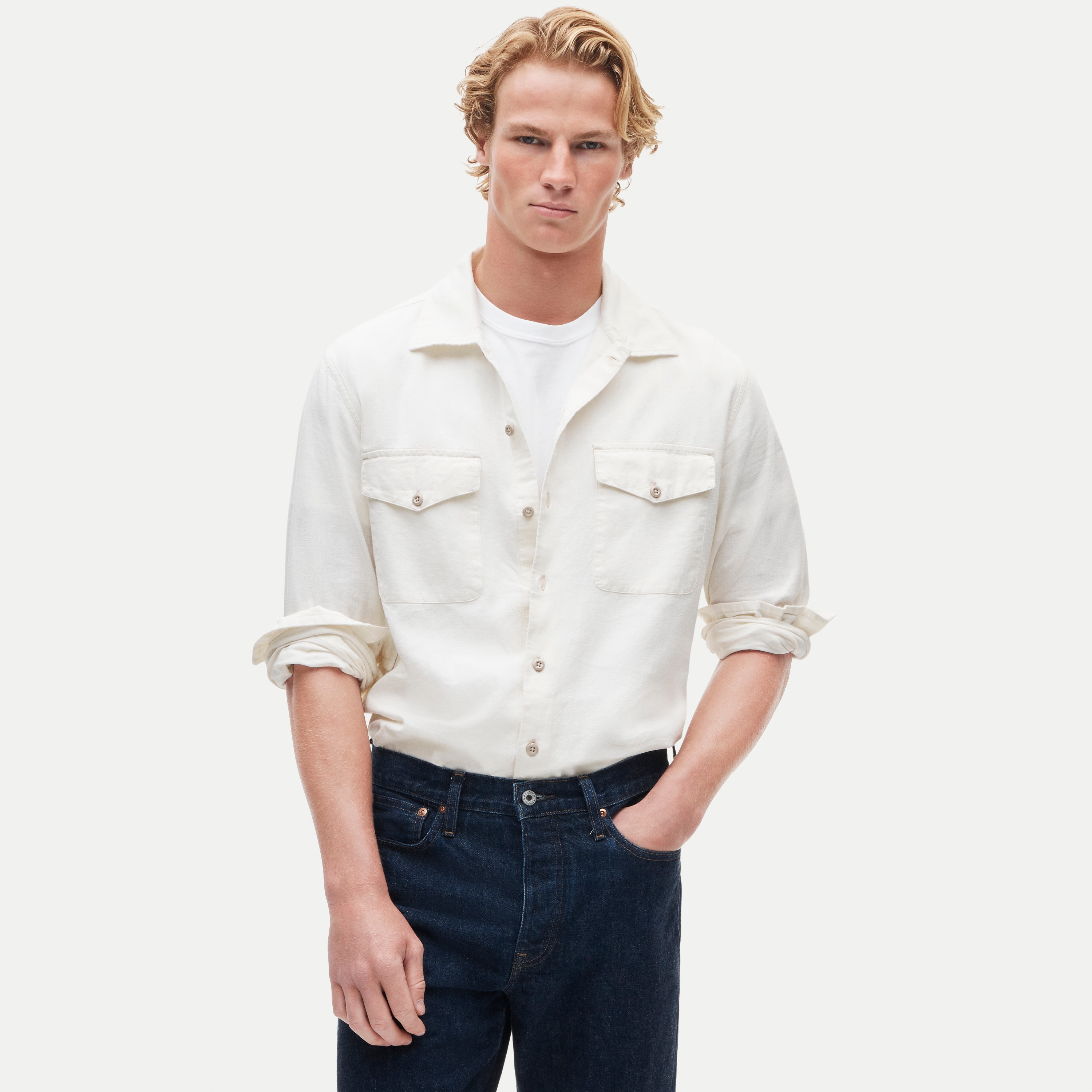 Wallace & Barnes chambray workshirt in hemp-cotton blend