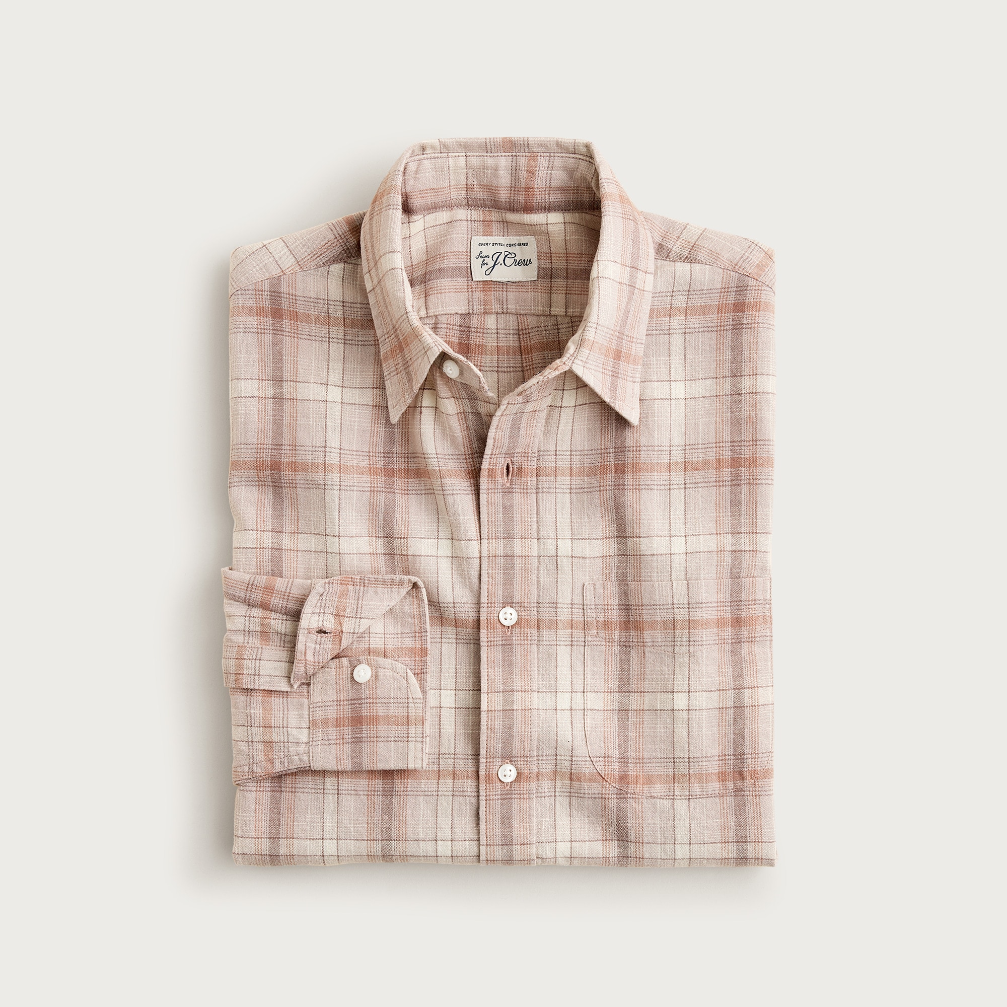 Linen-cotton Blend Shirt In Shadow Plaid For Men | J.Crew