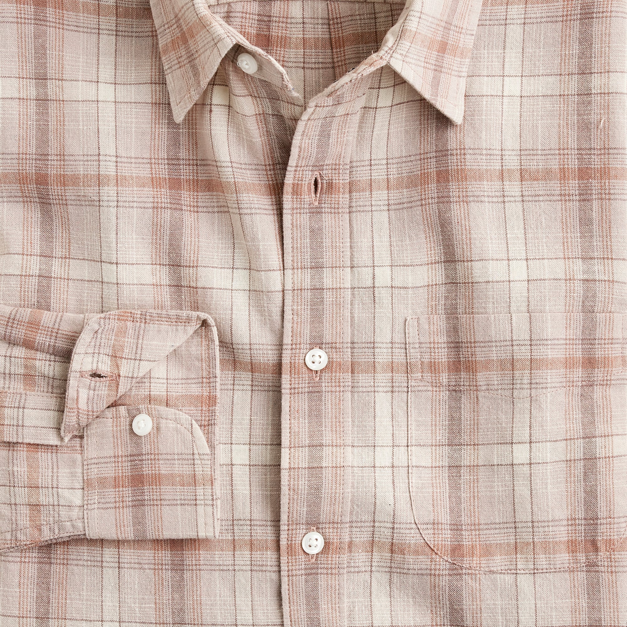 Linen-cotton blend shirt in shadow plaid