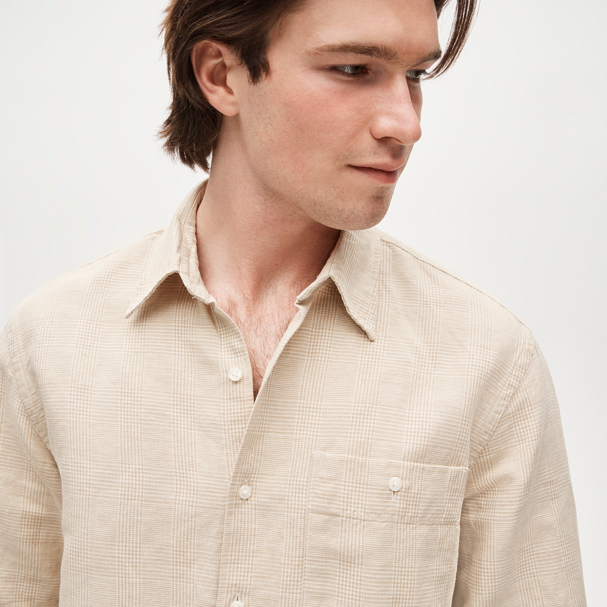 Linen-cotton blend twill shirt