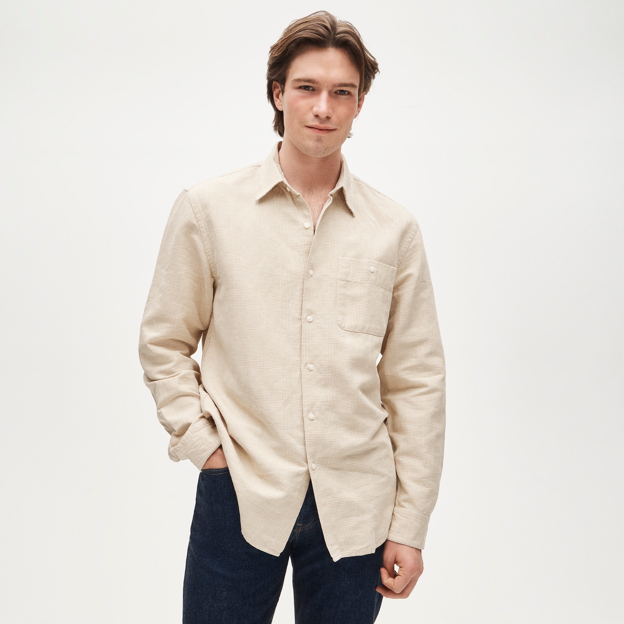 ☆ J-LINEN シャツ Short-sleeve Washed Linen Shirt For Men | J.Crew