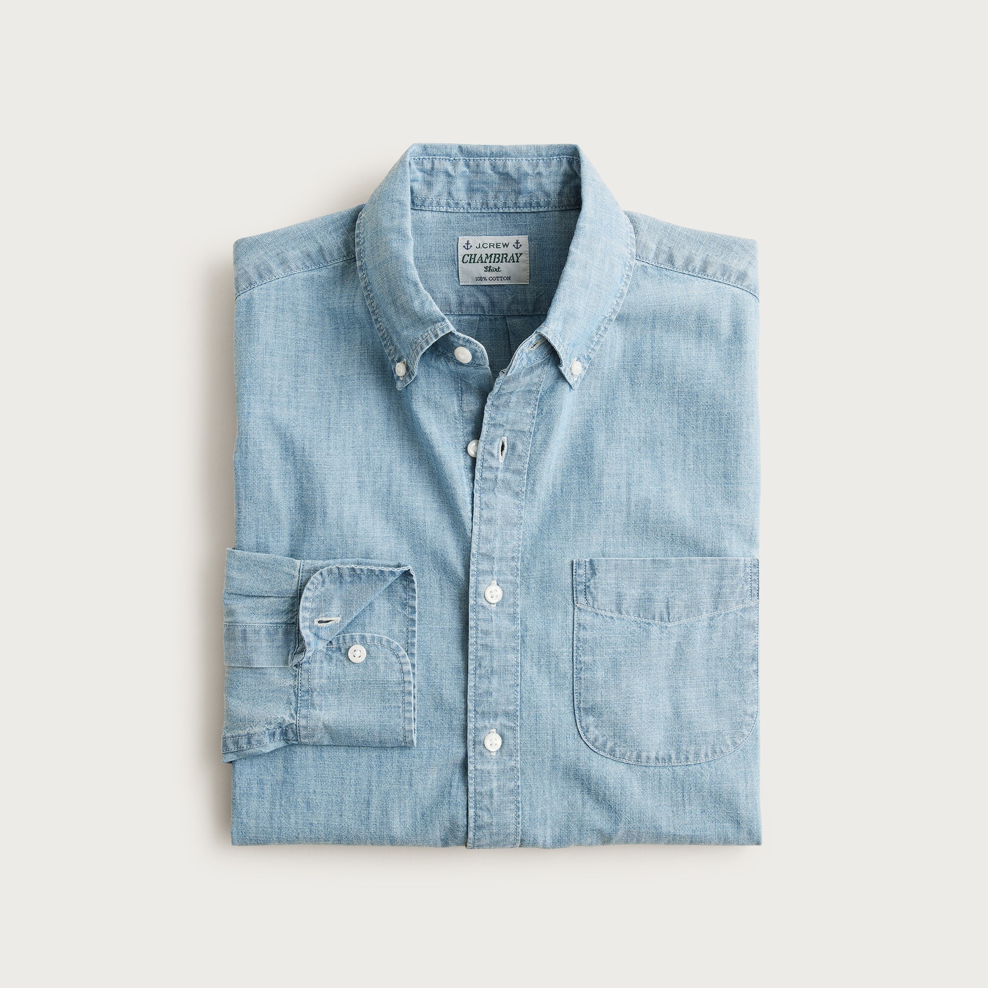 Organic cotton chambray shirt in light wash