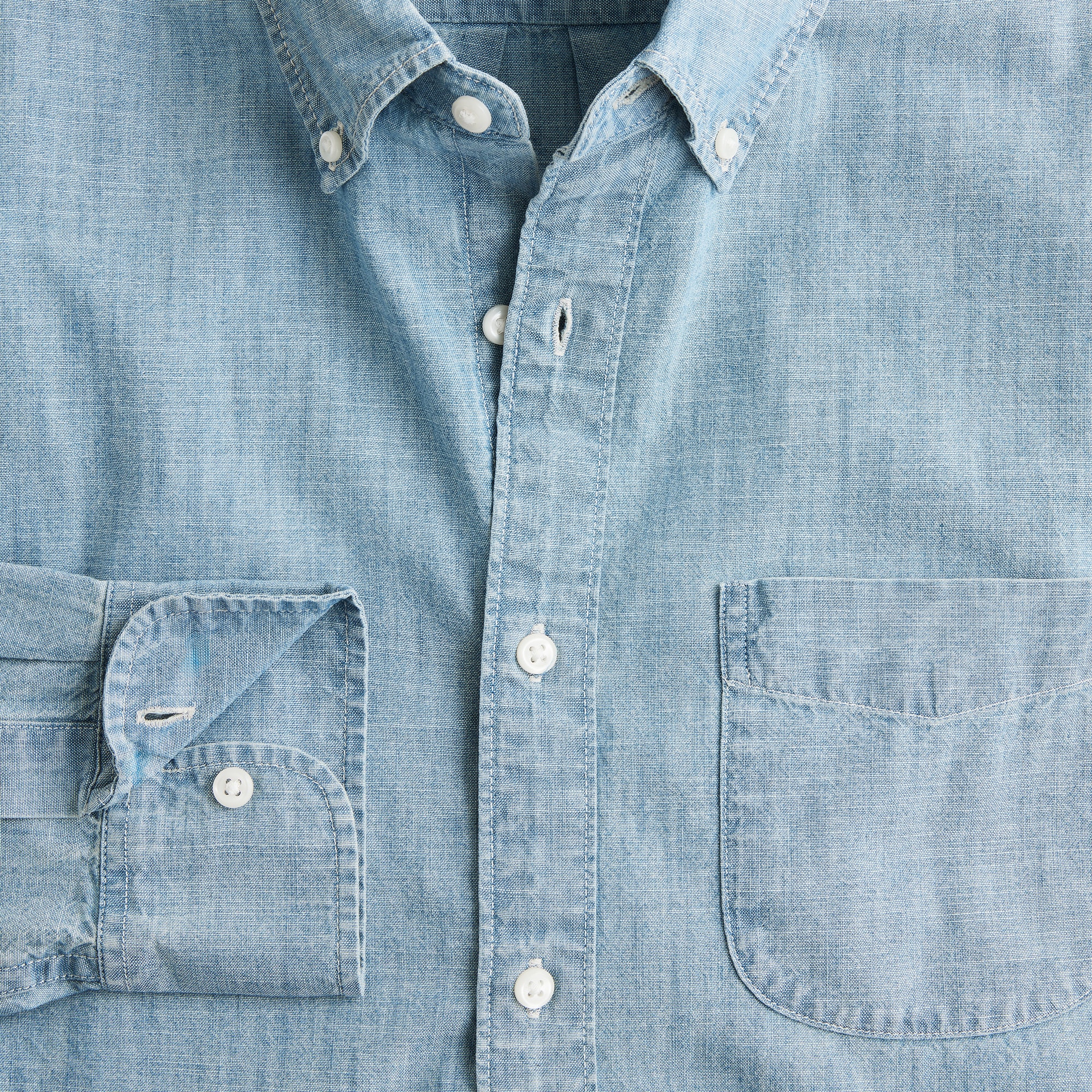 Organic cotton chambray shirt in light wash