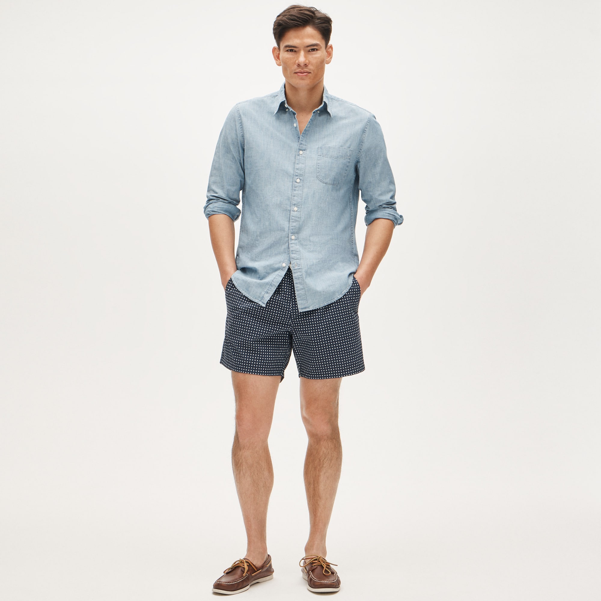 Organic cotton chambray shirt in light wash