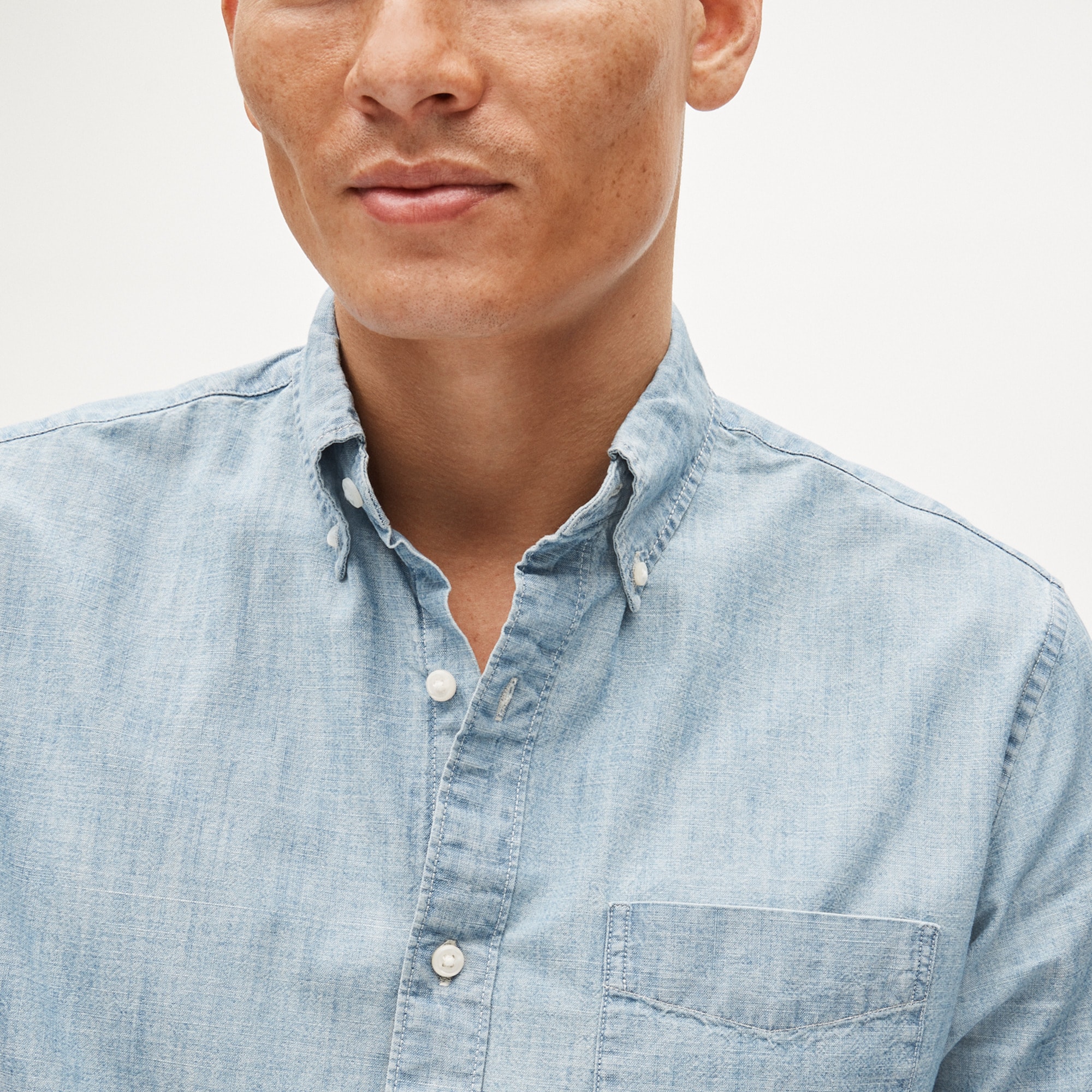 Organic cotton chambray shirt in light wash