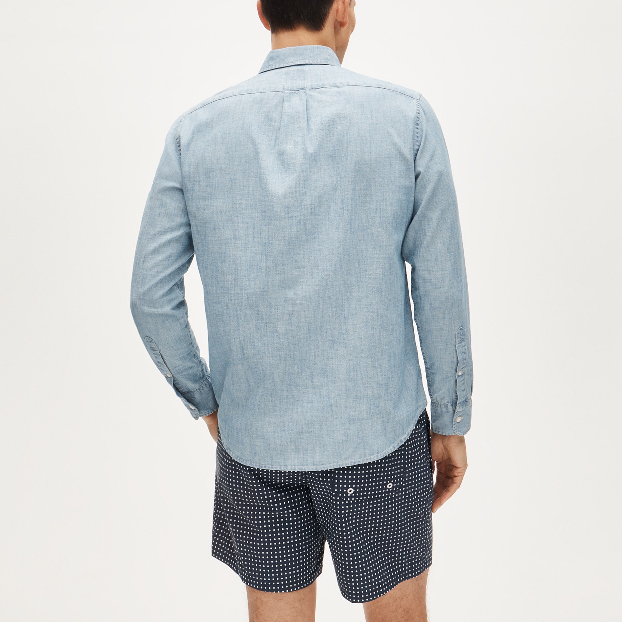 Organic cotton chambray shirt in light wash