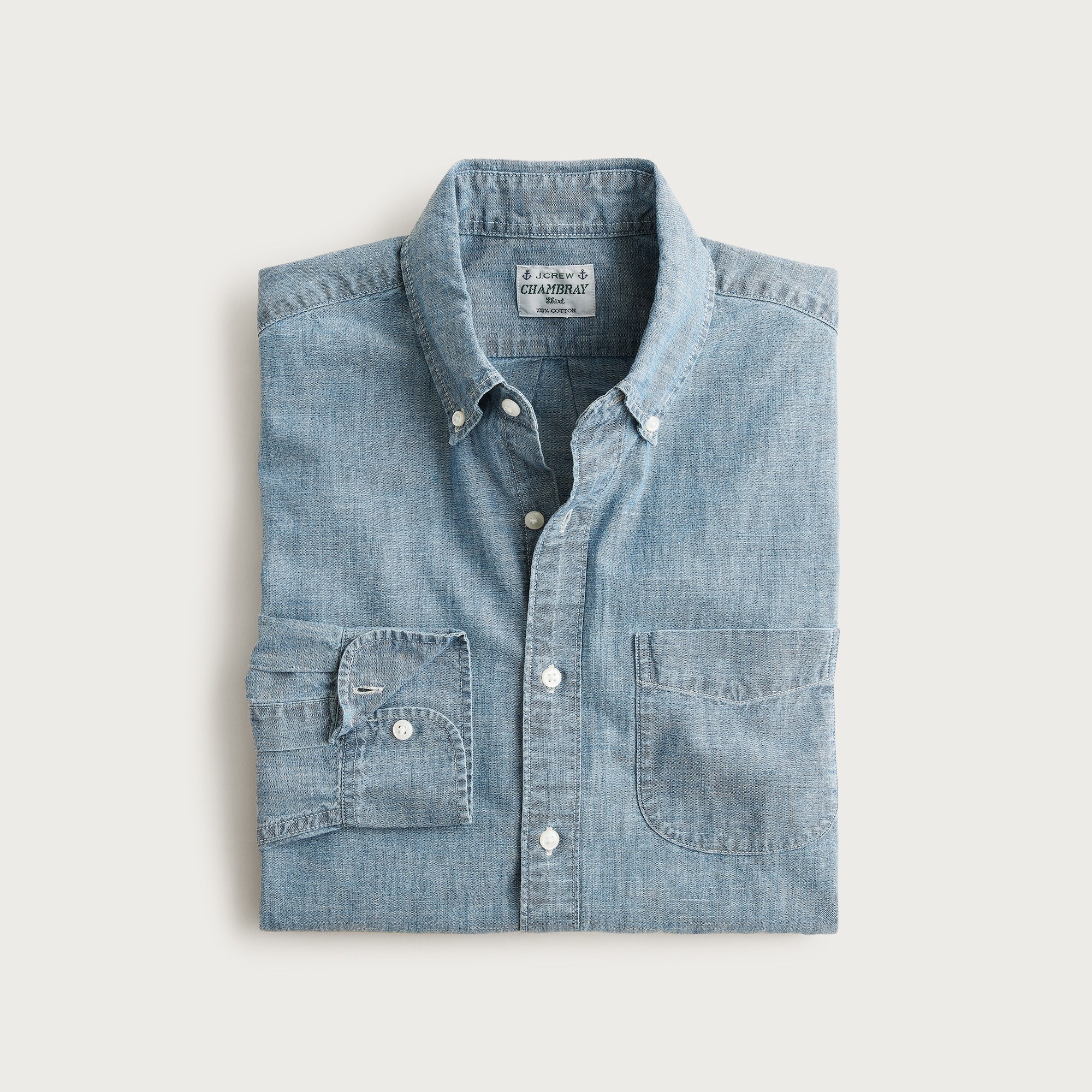 Organic cotton chambray shirt in vintage wash