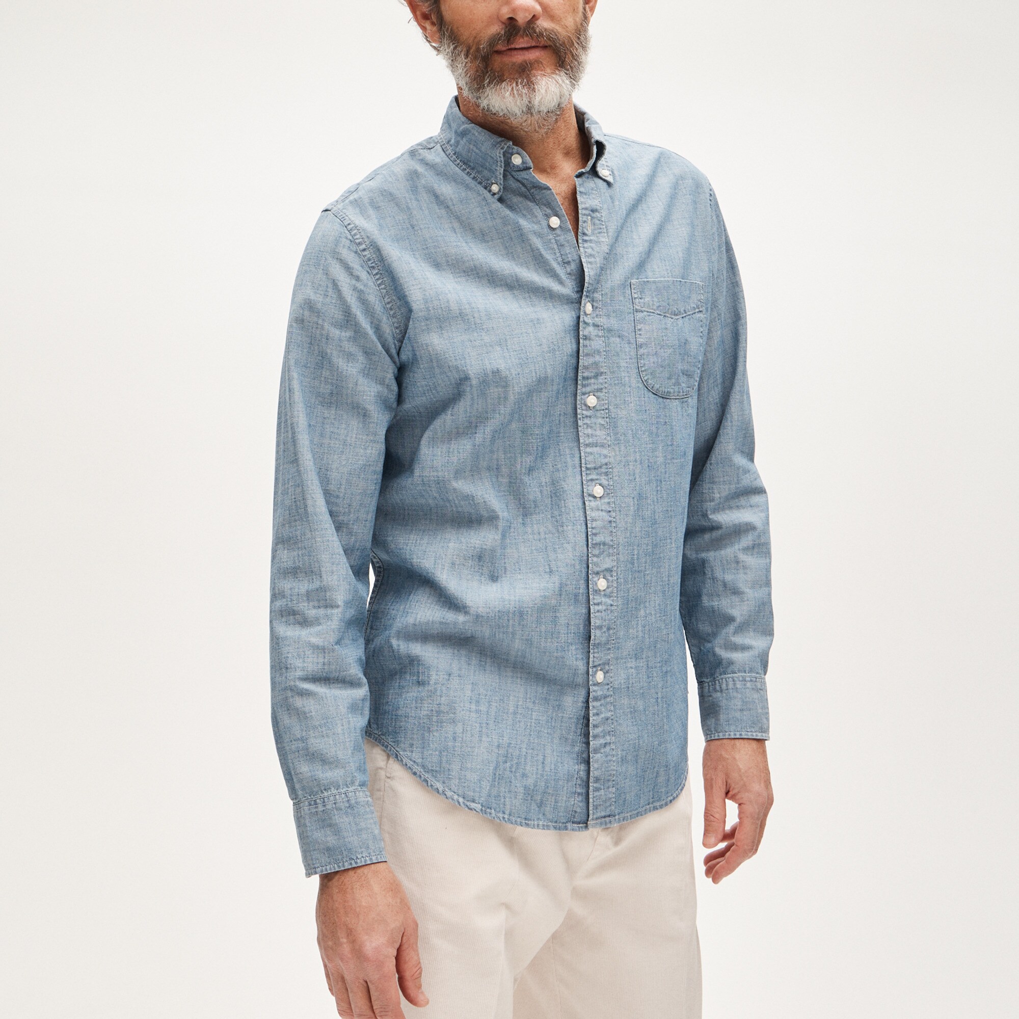 Organic cotton chambray shirt in vintage wash