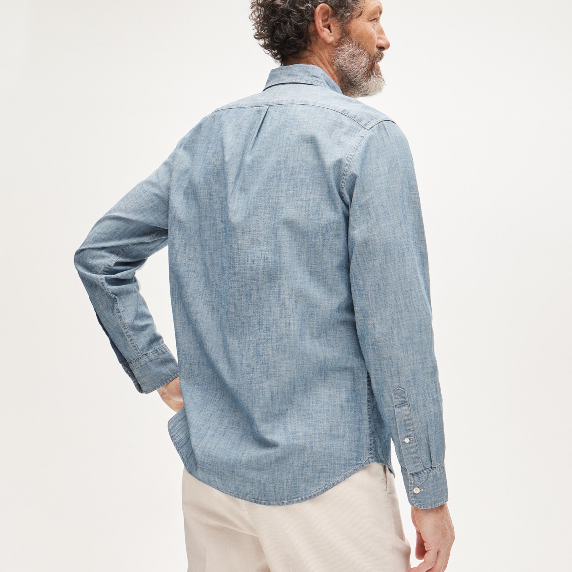Organic cotton chambray shirt in vintage wash