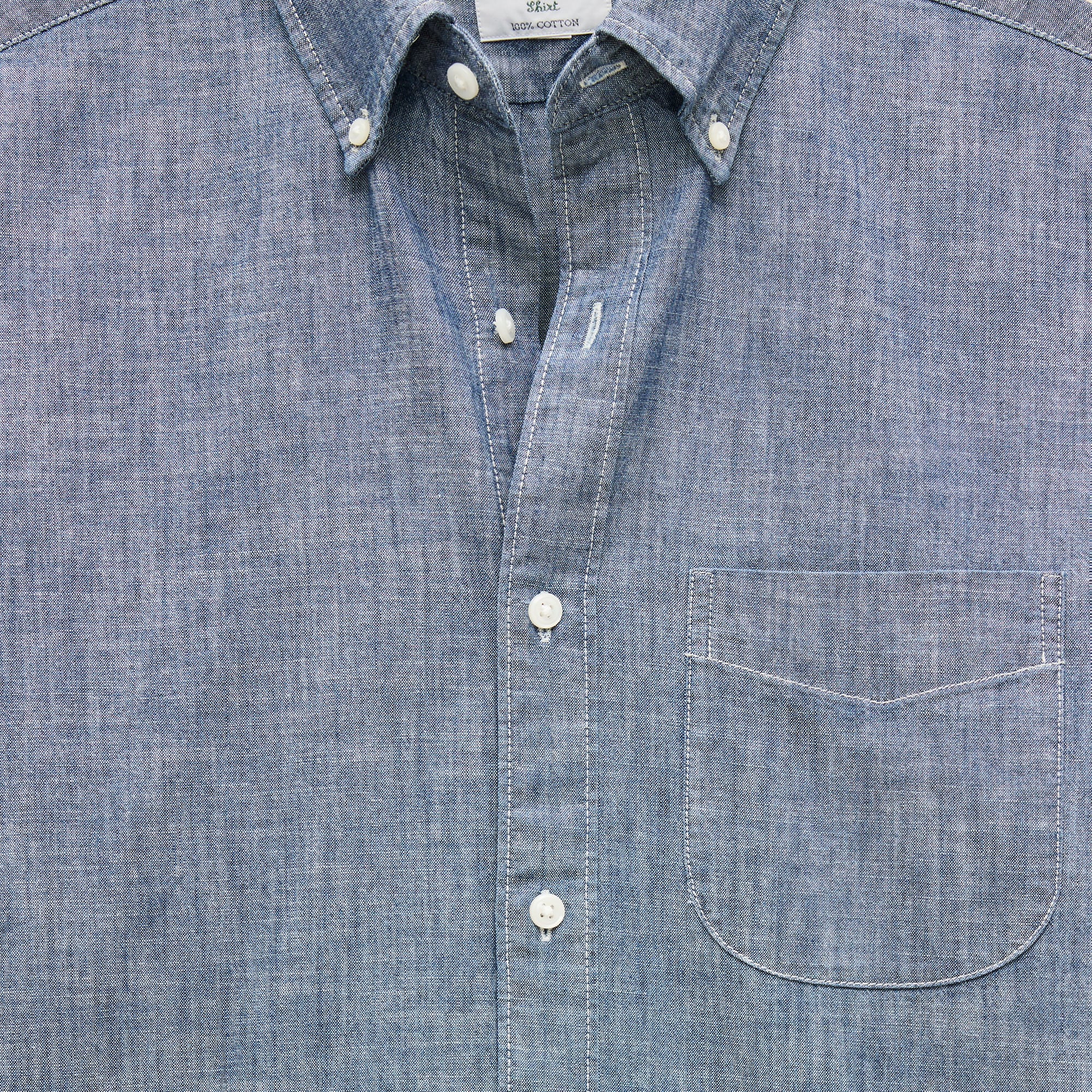 【26SS】YLEVE　S120S CHAMBRAY W 3TACK Organic Cotton Chambray Shirt In Vintage Wash For Men | J.Crew