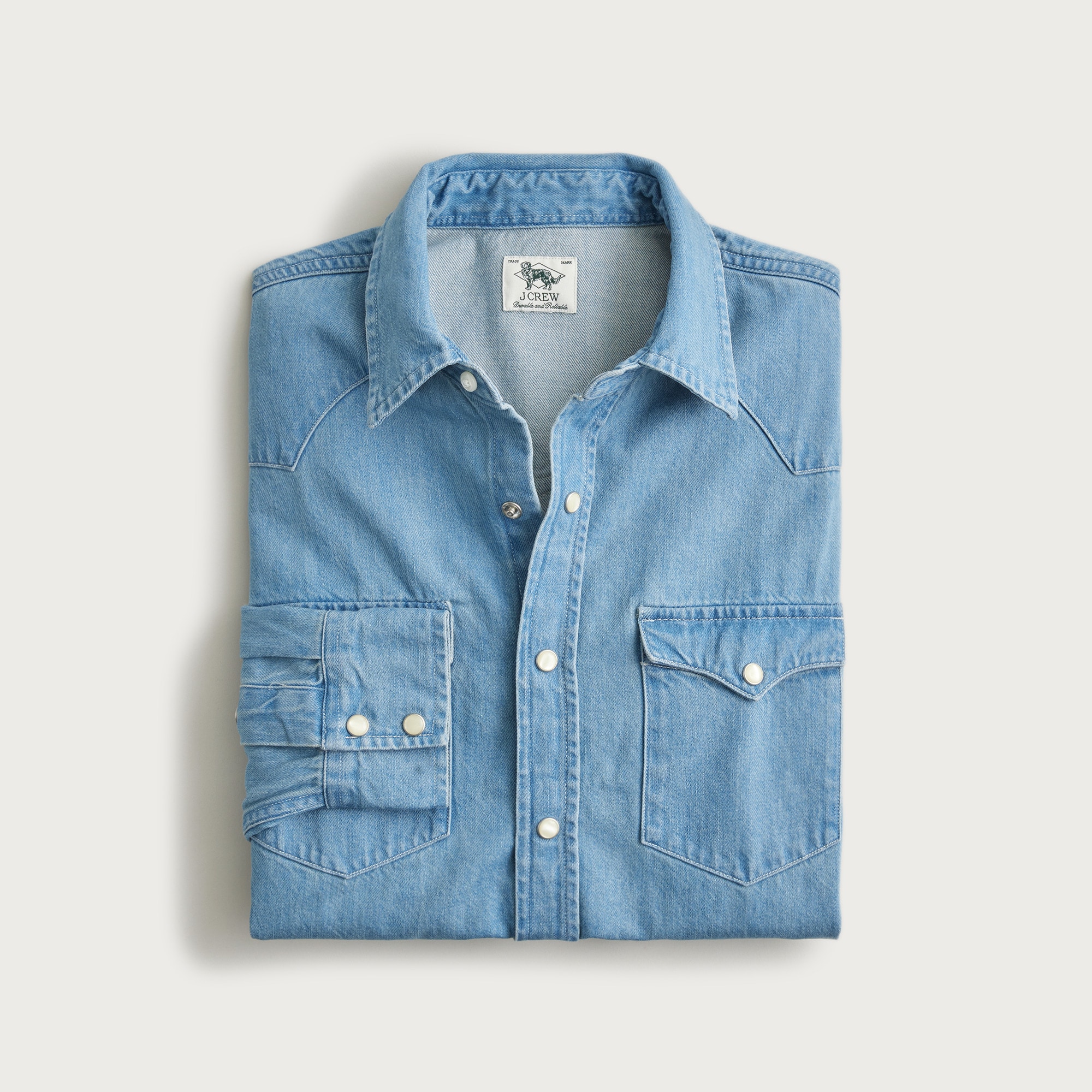 Wallace & Barnes Chambray Workshirt In Hemp-cotton Blend For Men