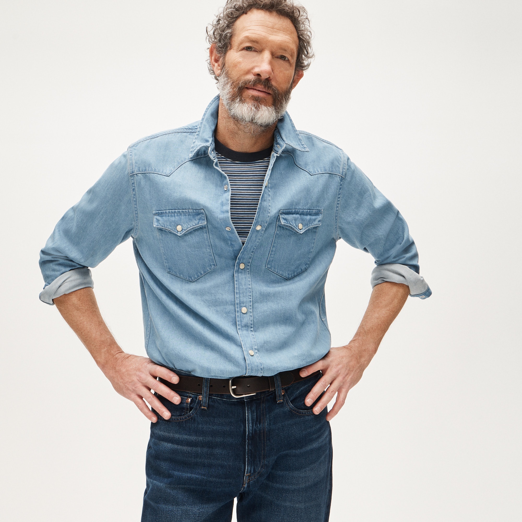 mens Midweight denim western shirt