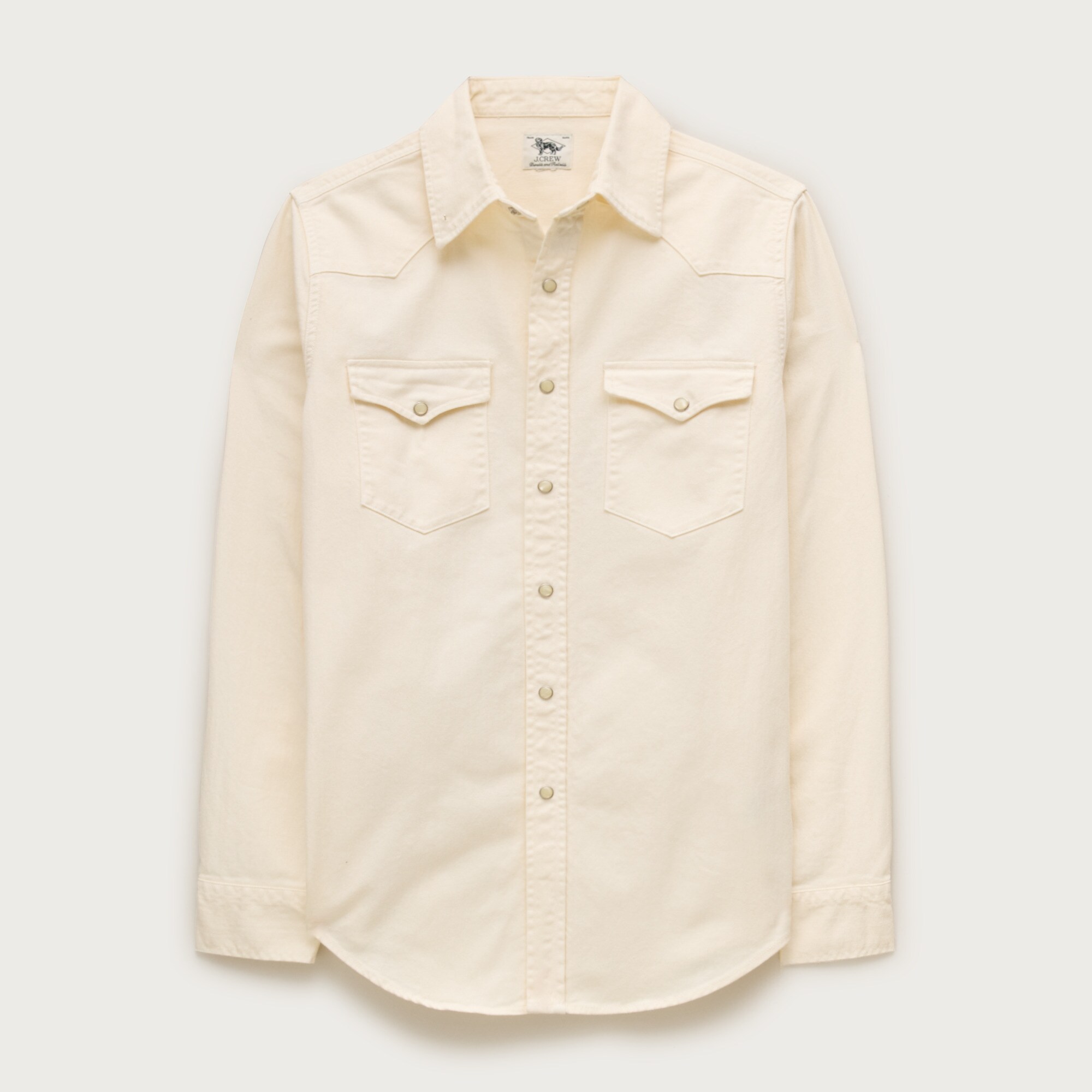 mens Midweight denim western shirt in ecru