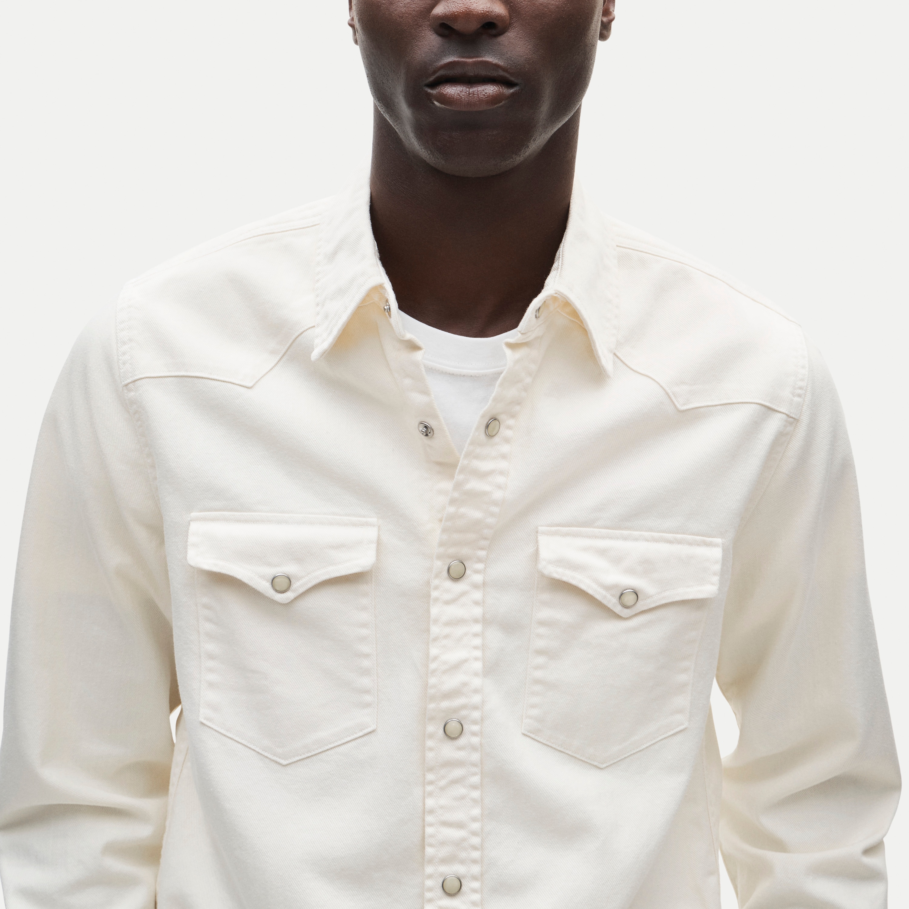 Midweight denim western shirt in ecru
