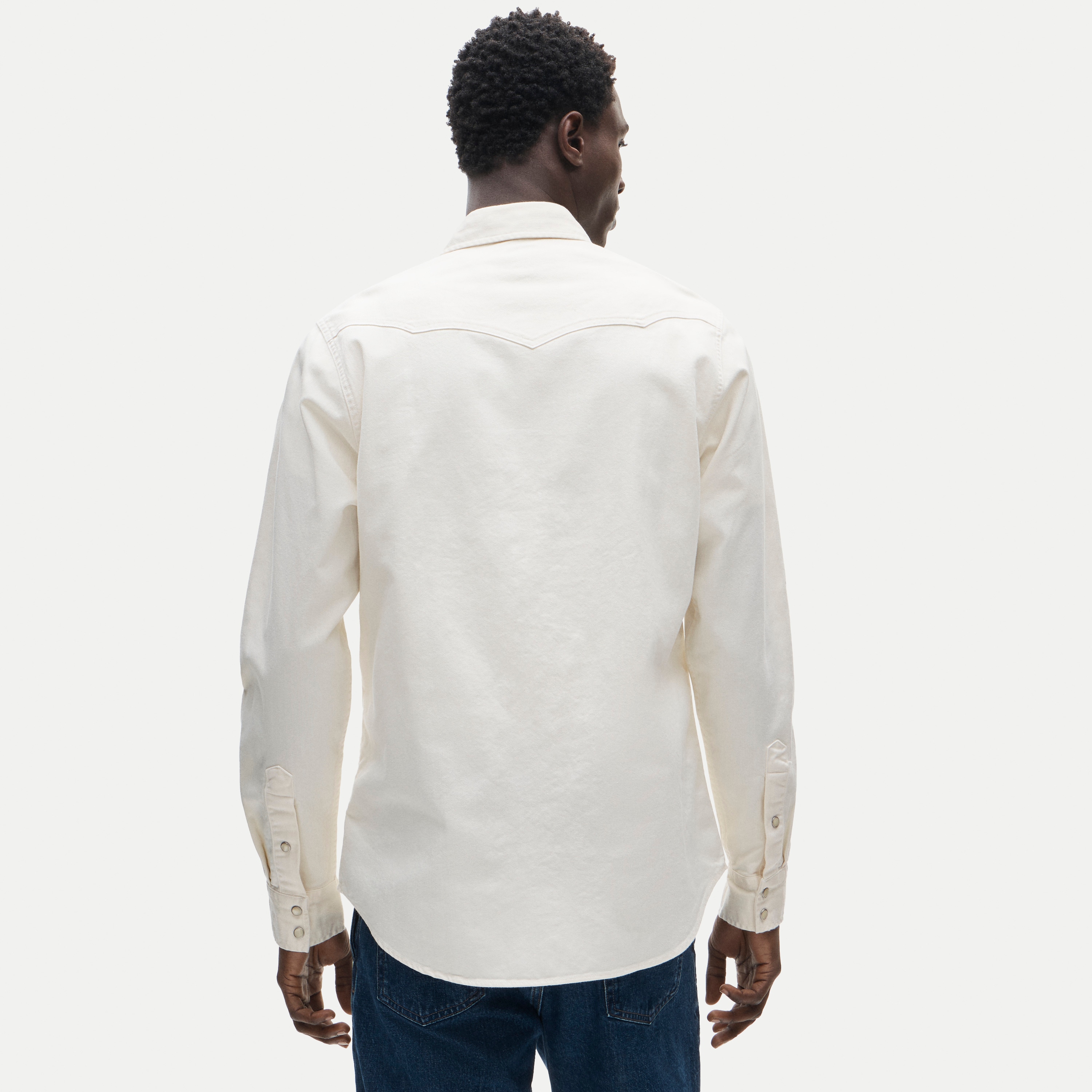 Midweight denim western shirt in ecru