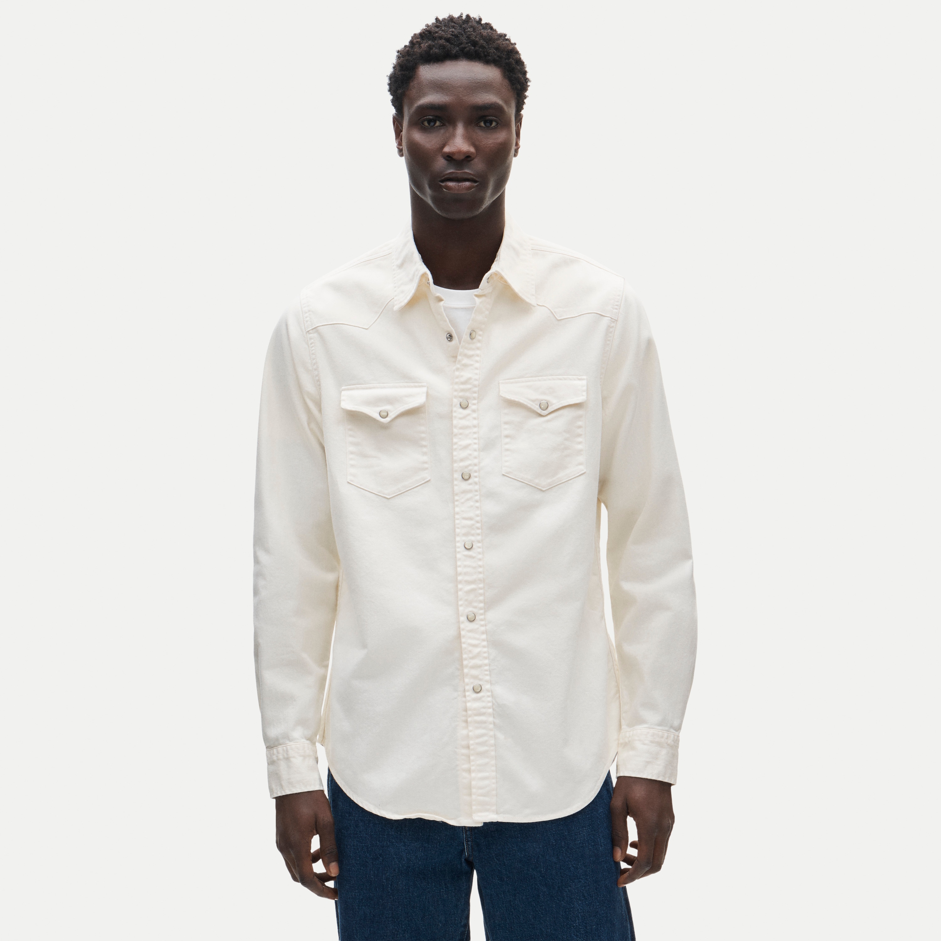 Midweight denim western shirt in ecru
