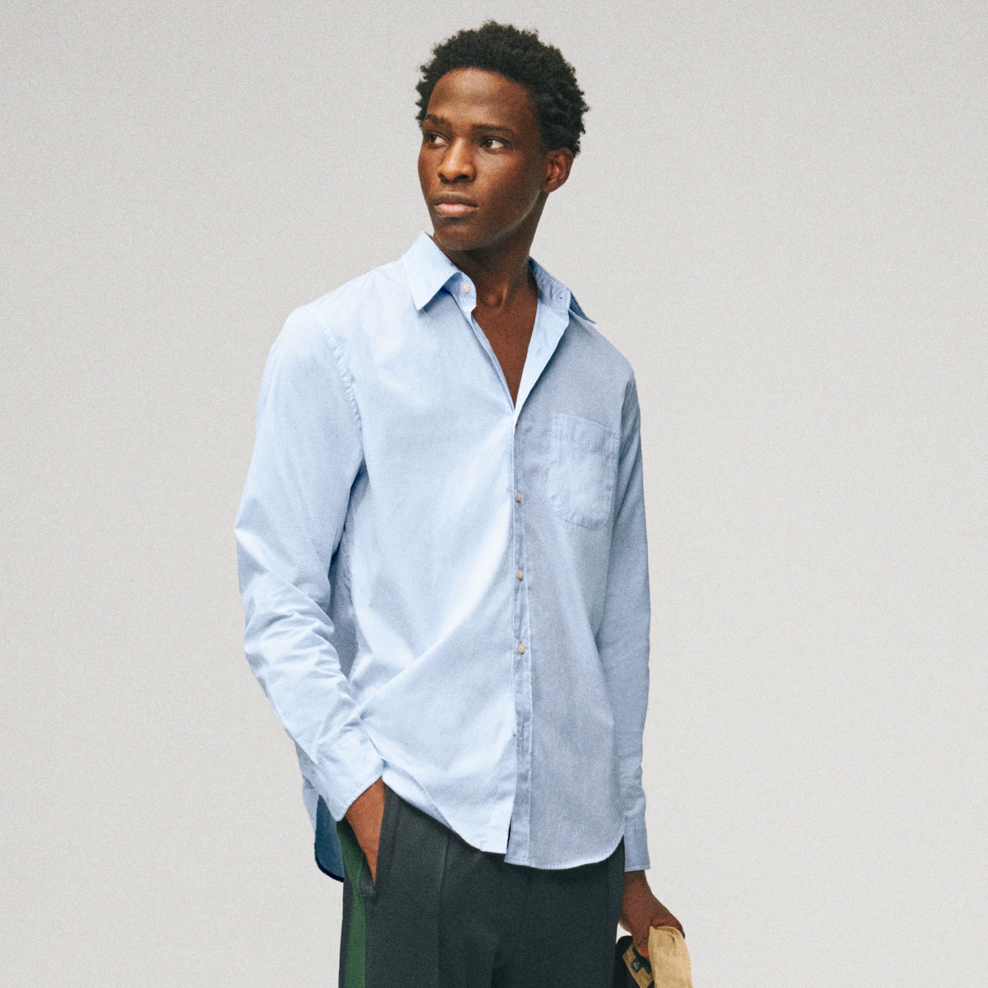 Poplin shirt with point collar