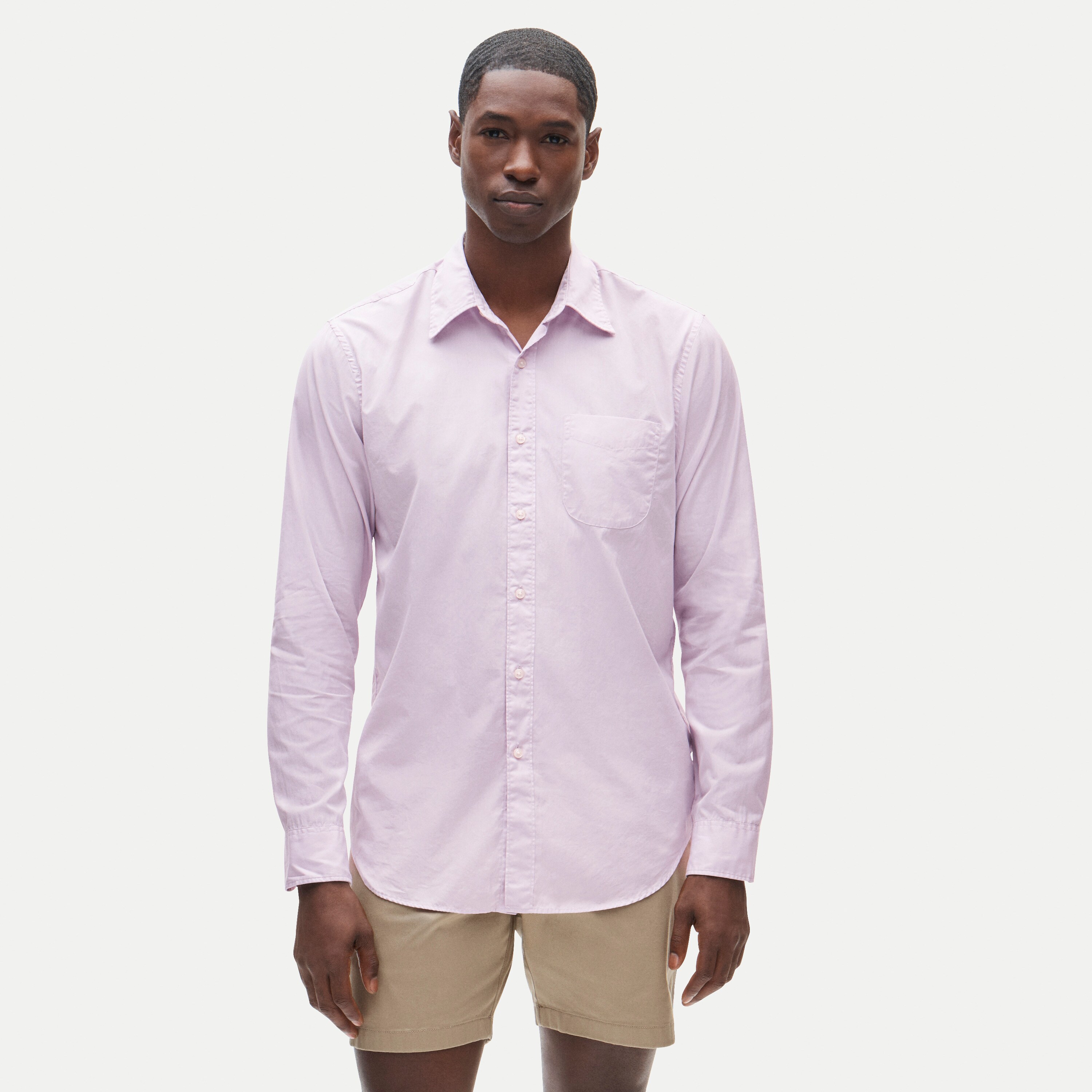 Poplin shirt with point collar
