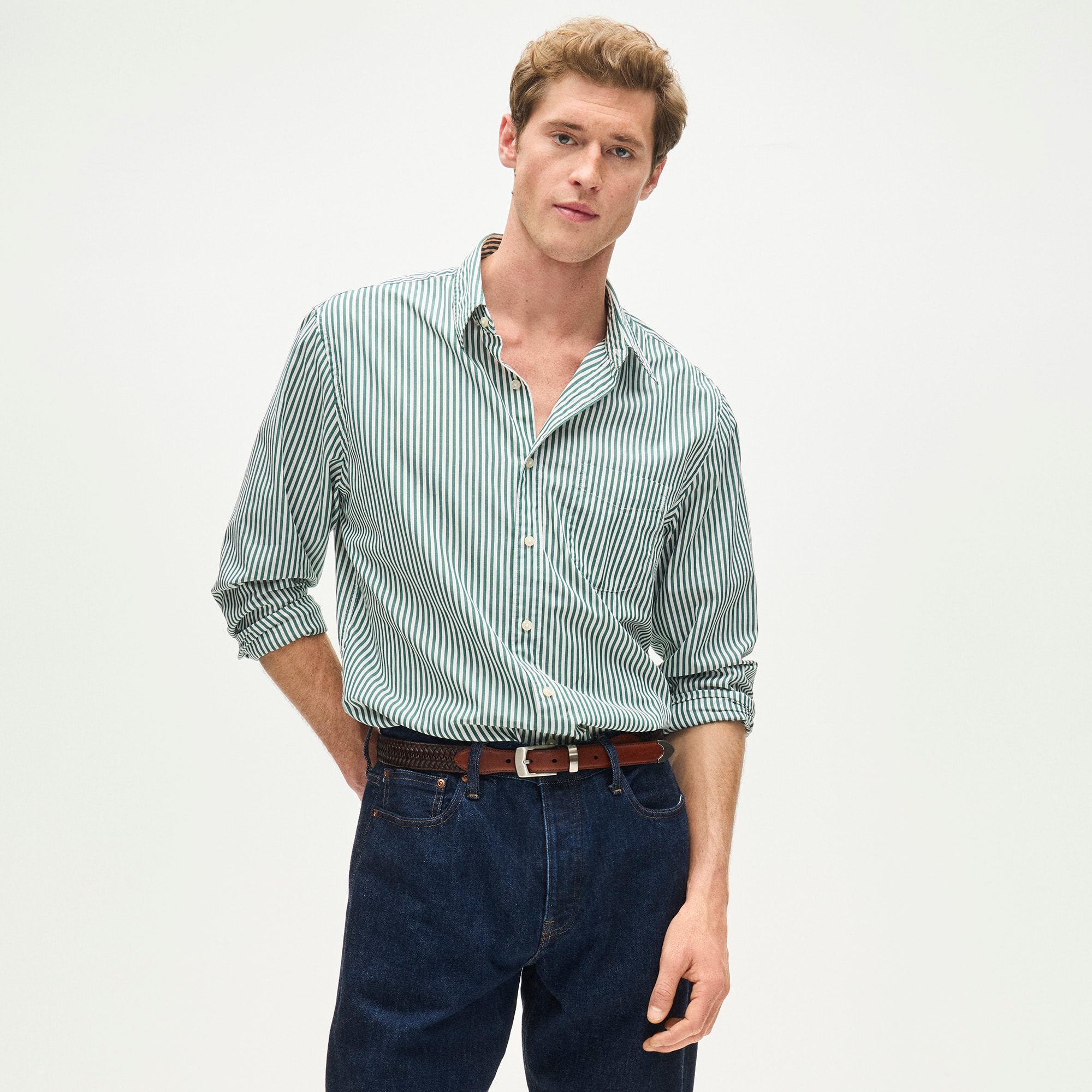 Poplin shirt with point collar
