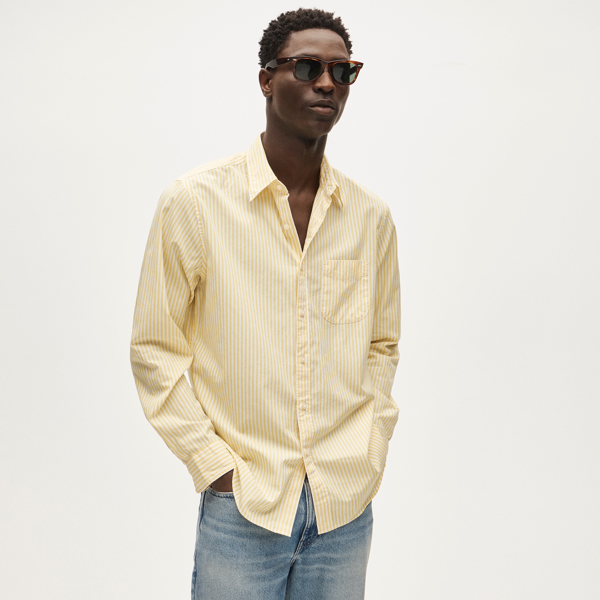 Poplin shirt with point collar