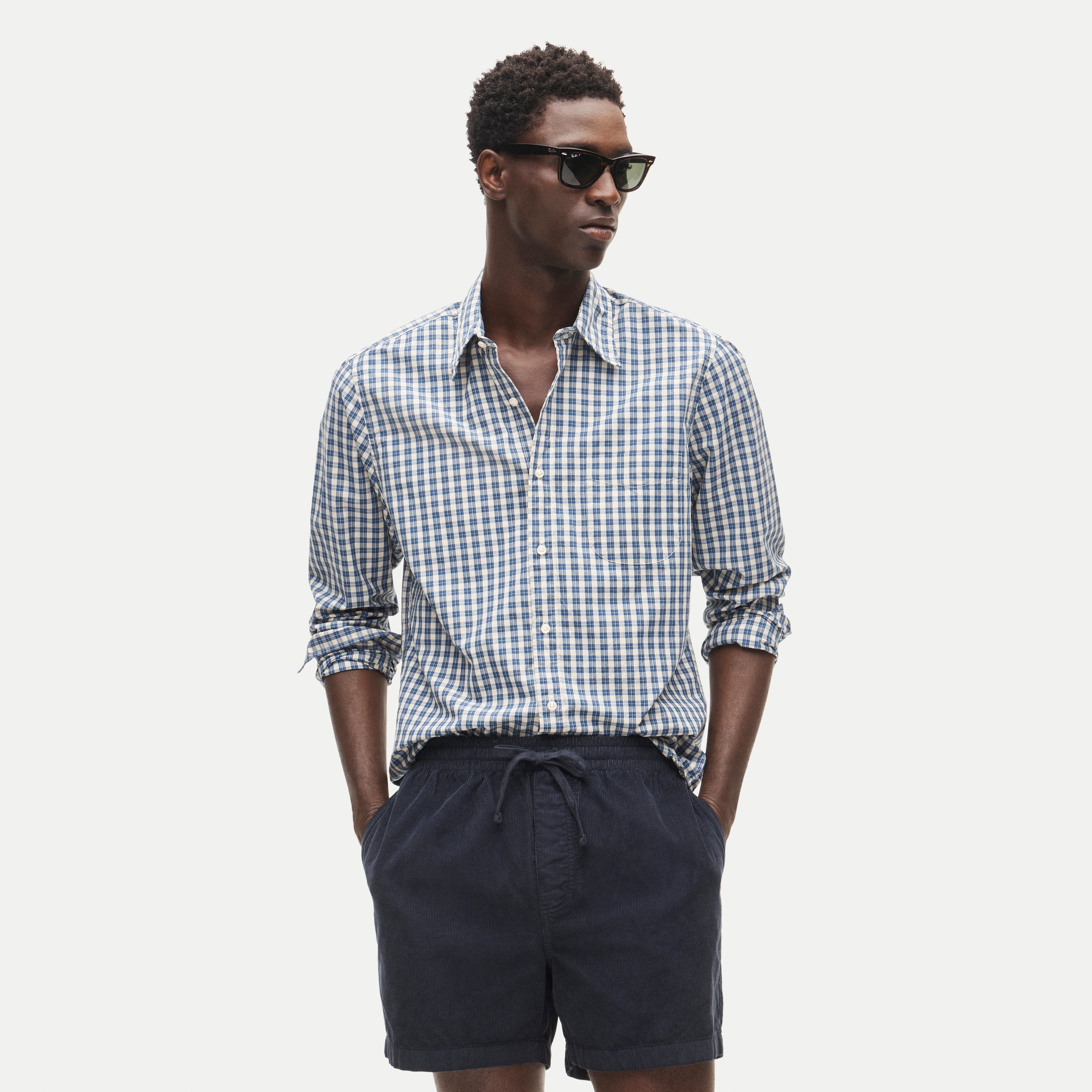 Poplin shirt with point collar