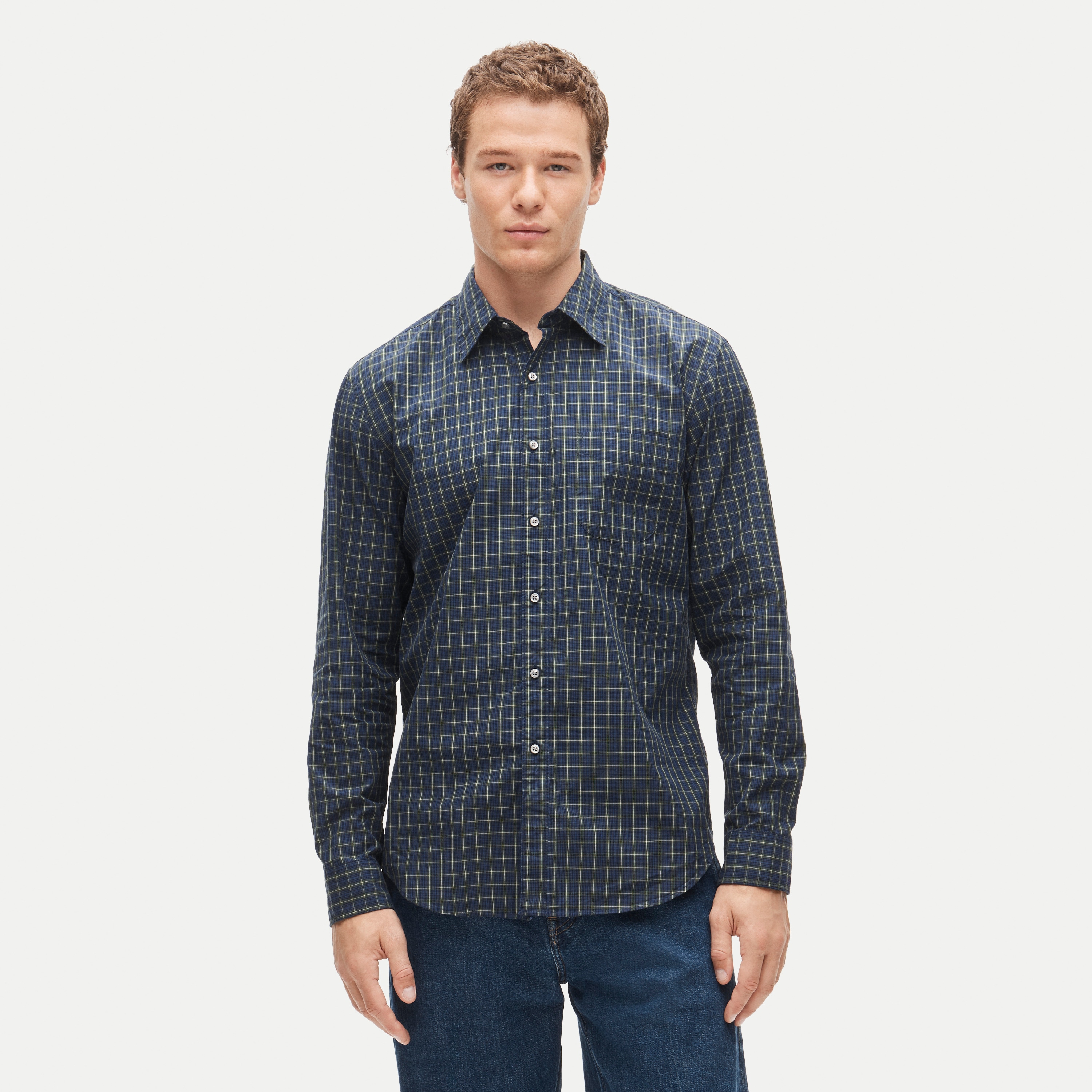 Poplin shirt with point collar