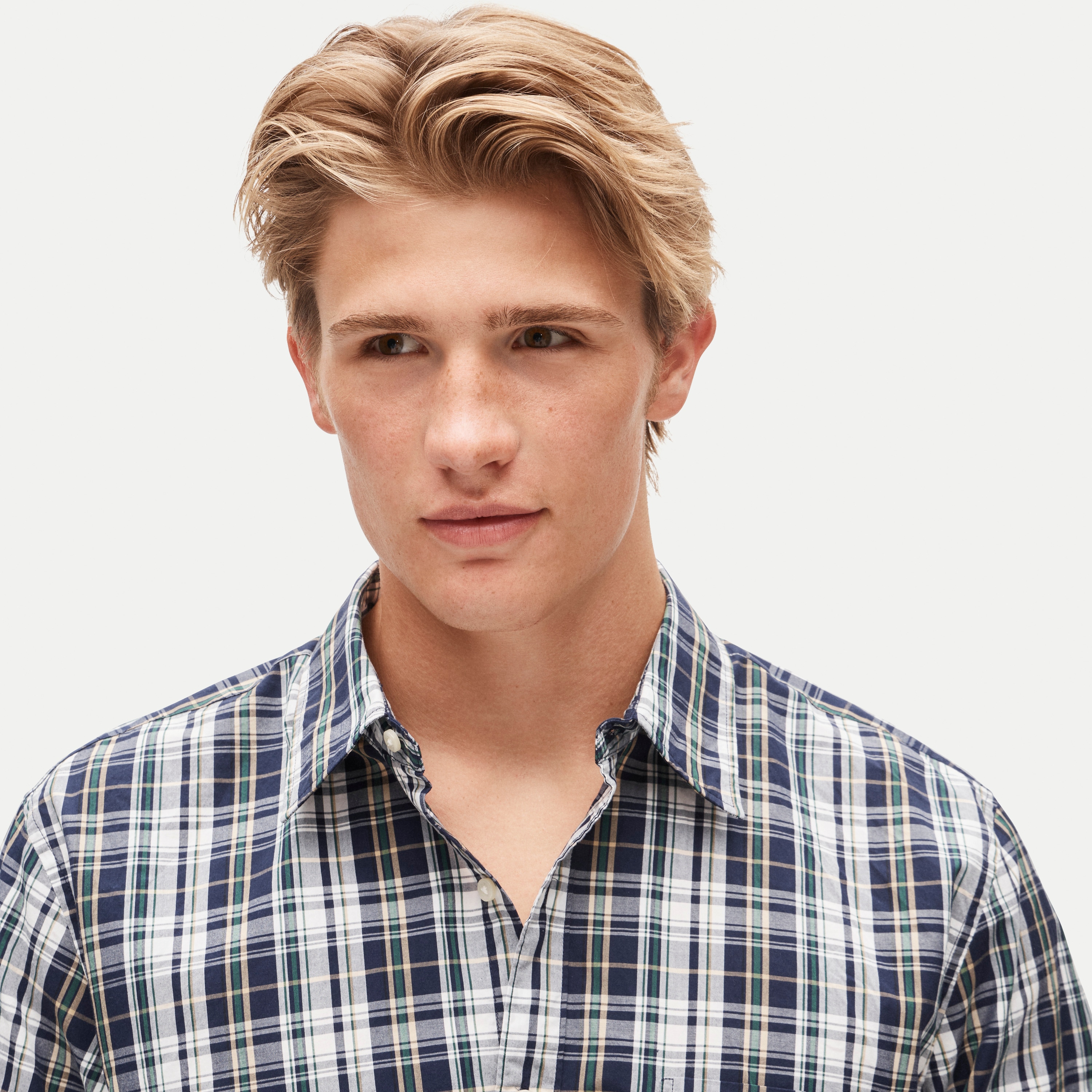 Poplin shirt with point collar