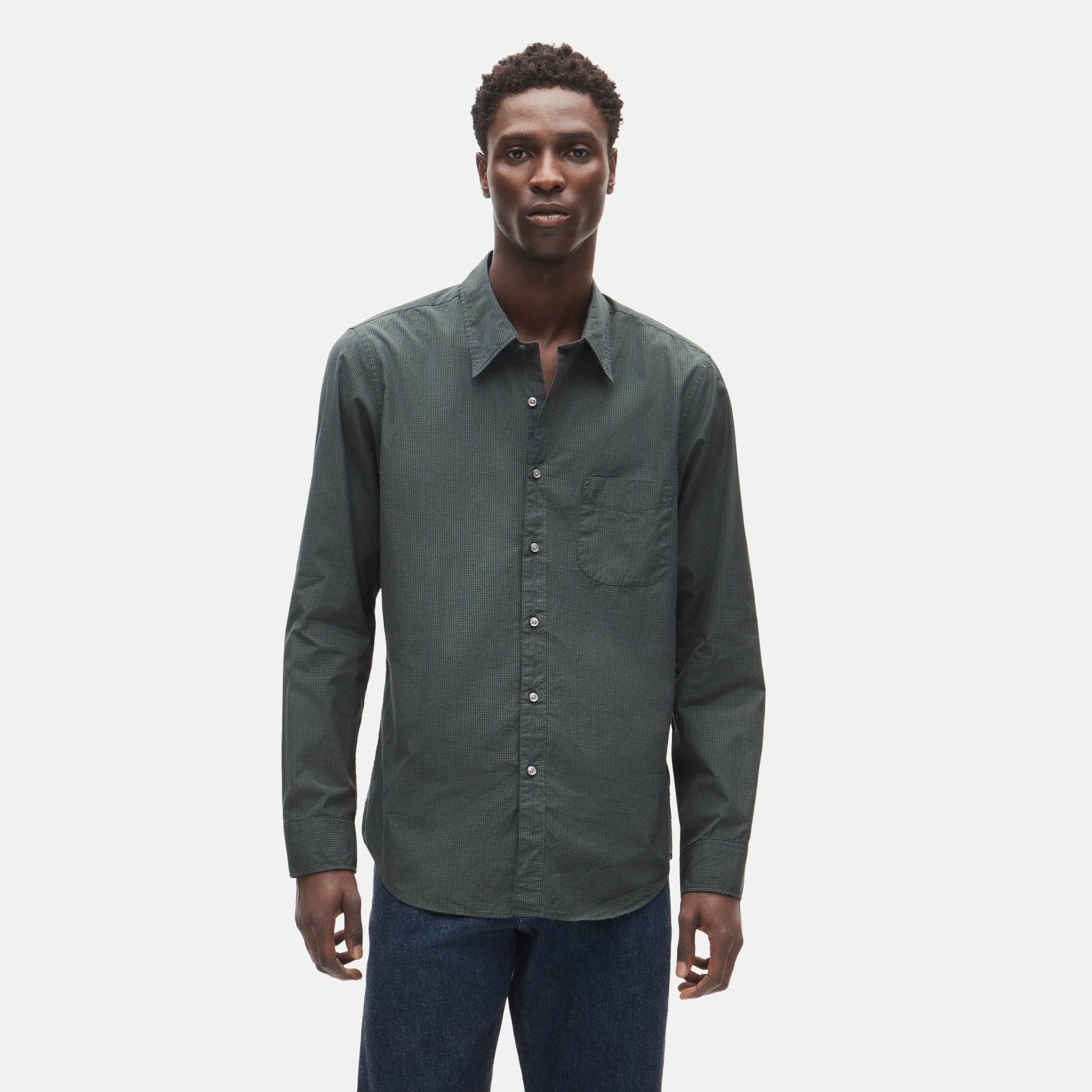 Poplin shirt with point collar