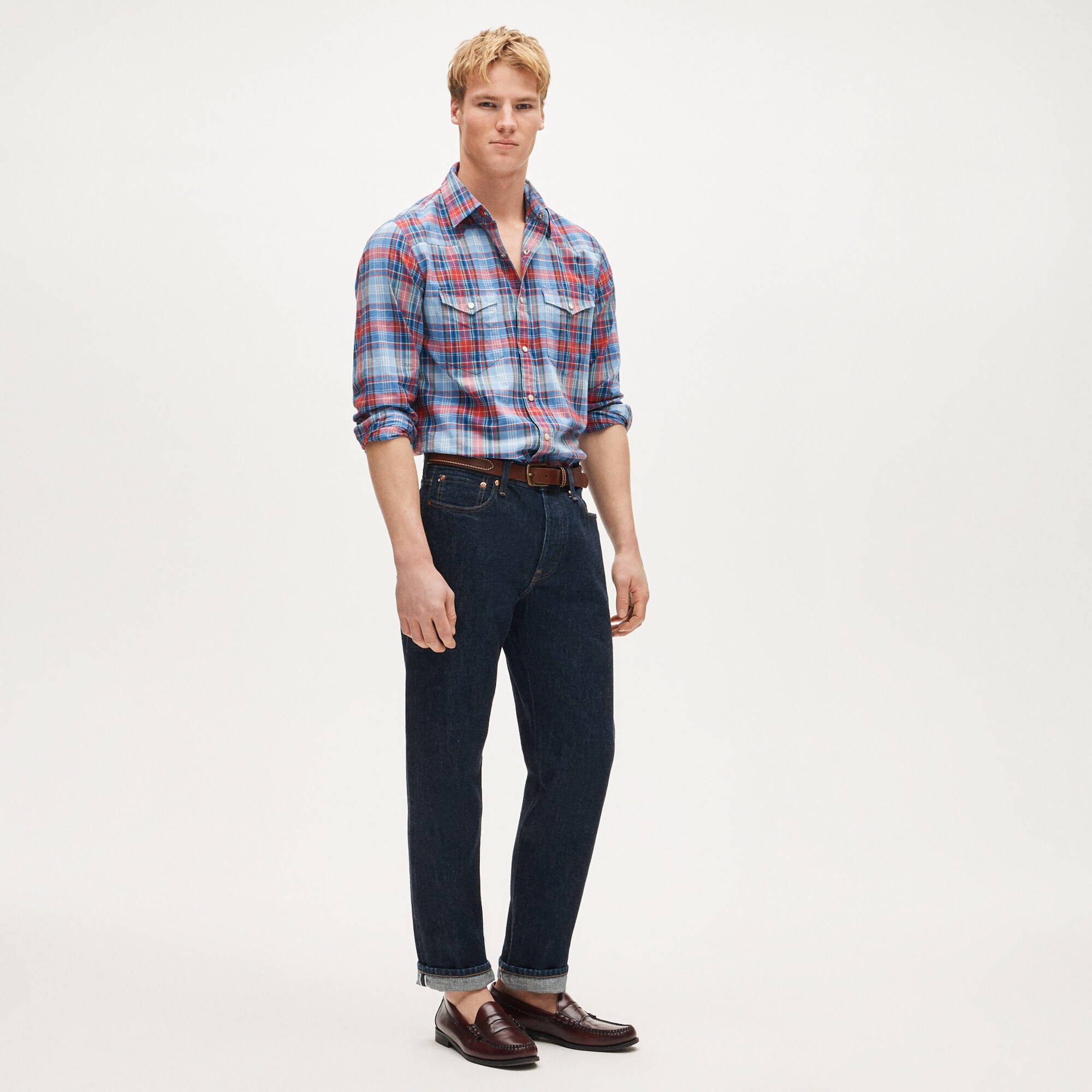 Western shirt in Indian madras plaid