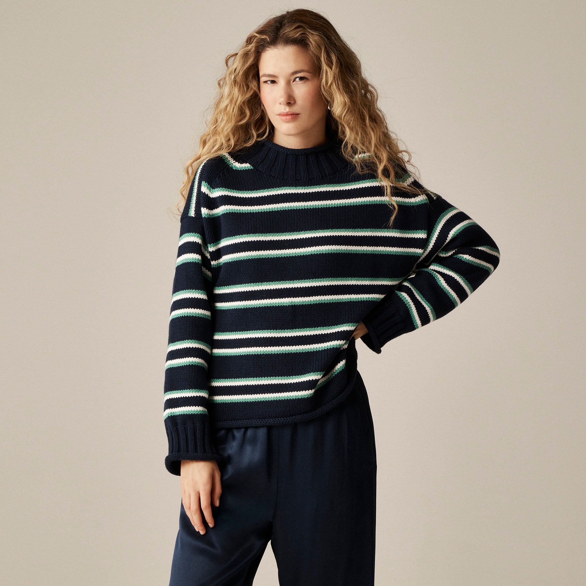2025 Rollneck™ Sweater In Stripe For Women | J.Crew