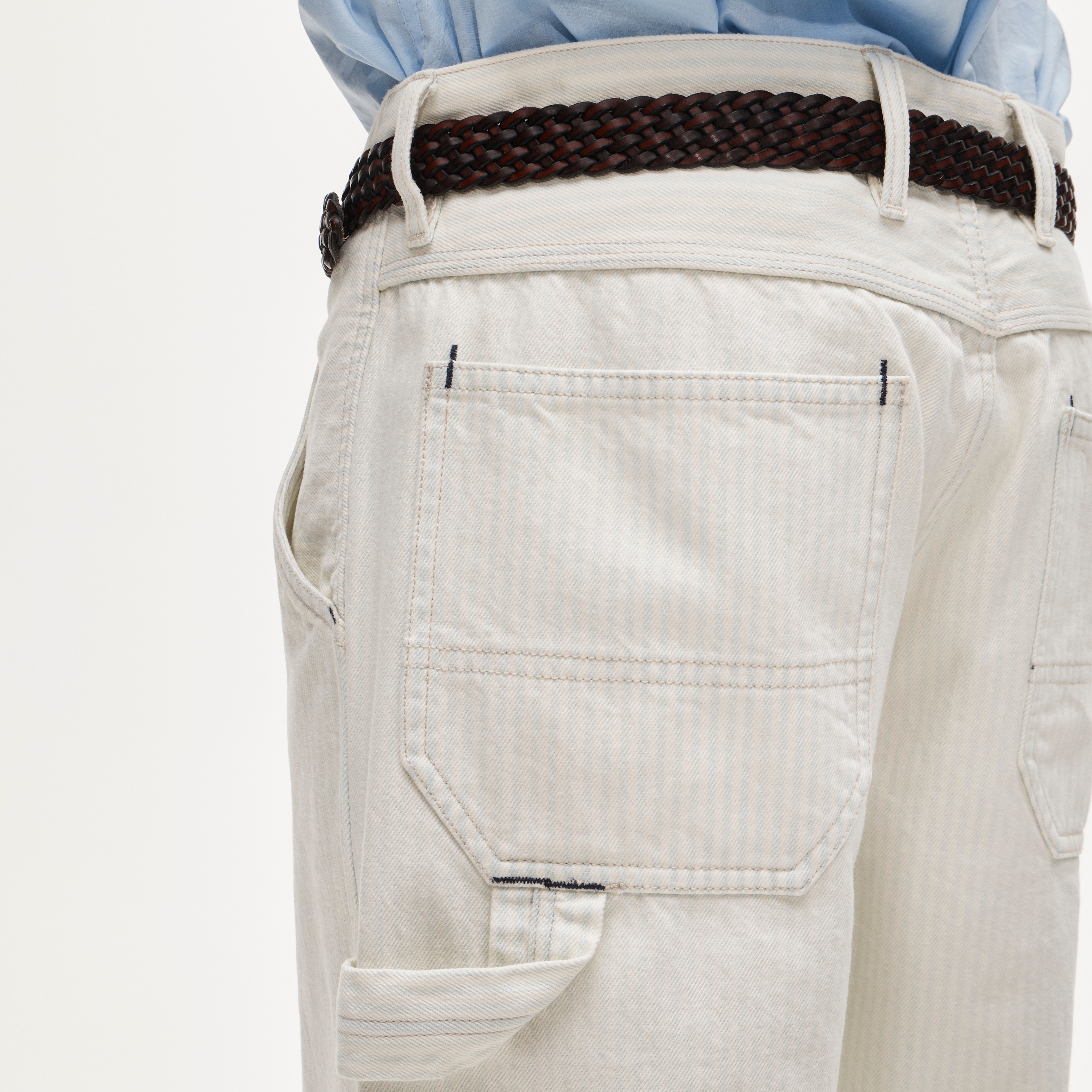 Relaxed-fit carpenter pant in faded stripe
