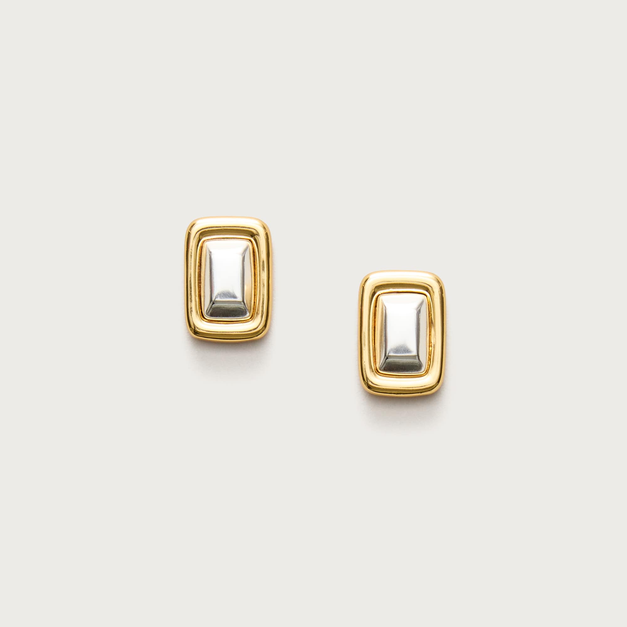 Mixed-metal square earrings