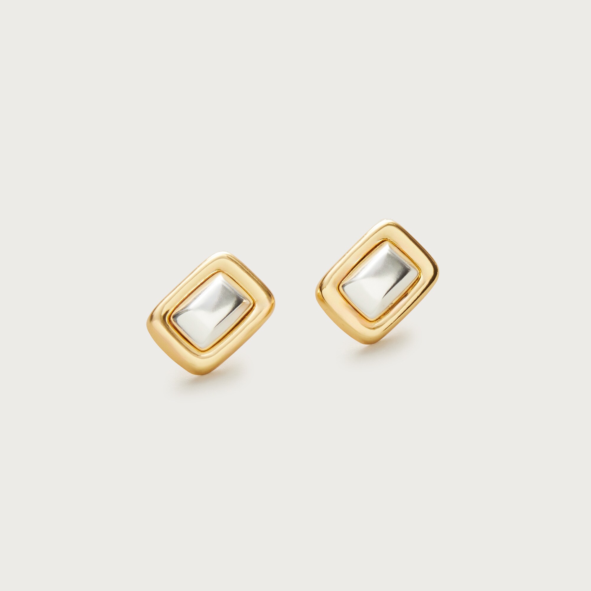 Mixed-metal square earrings