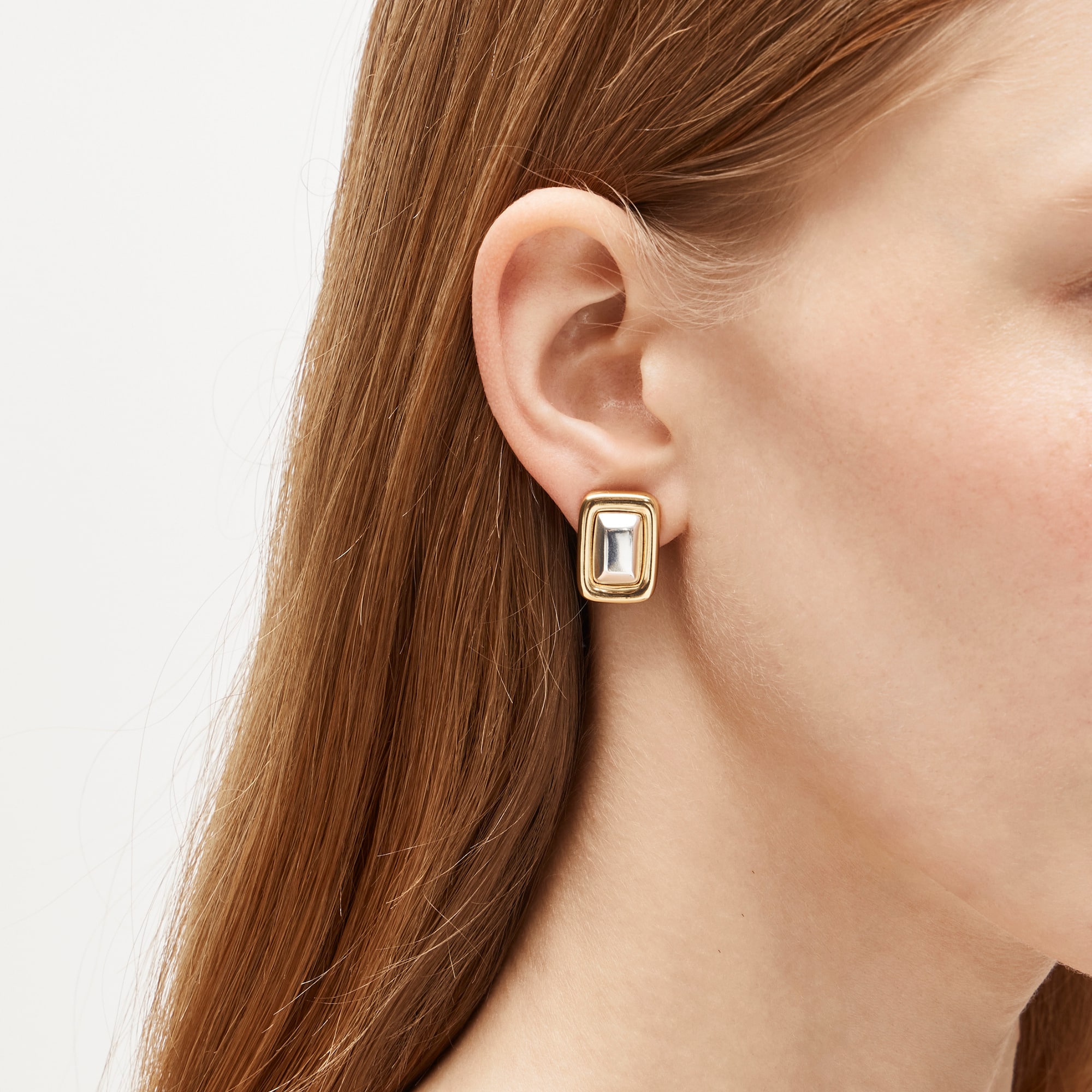 Mixed-metal square earrings