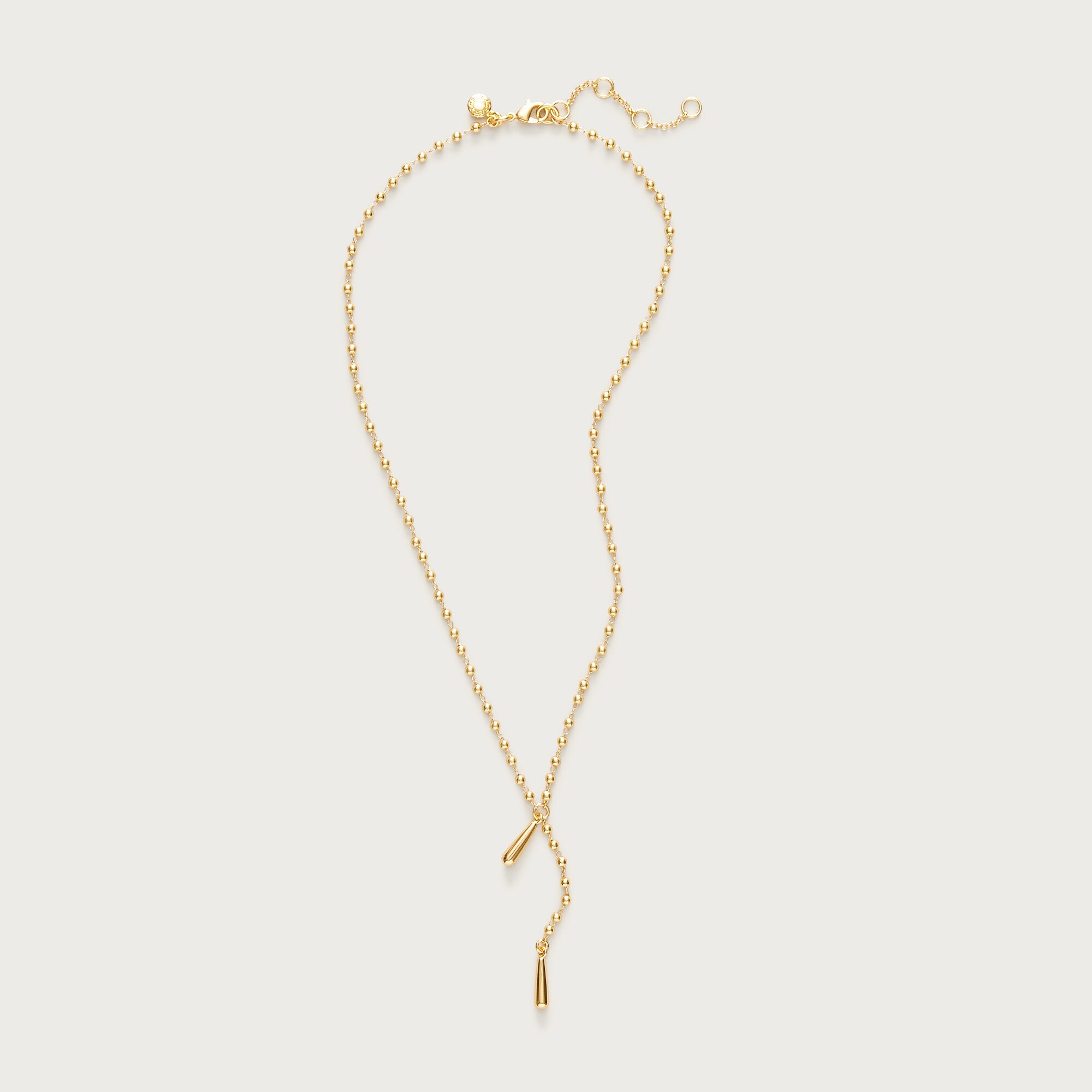 Metal beaded lariat necklace