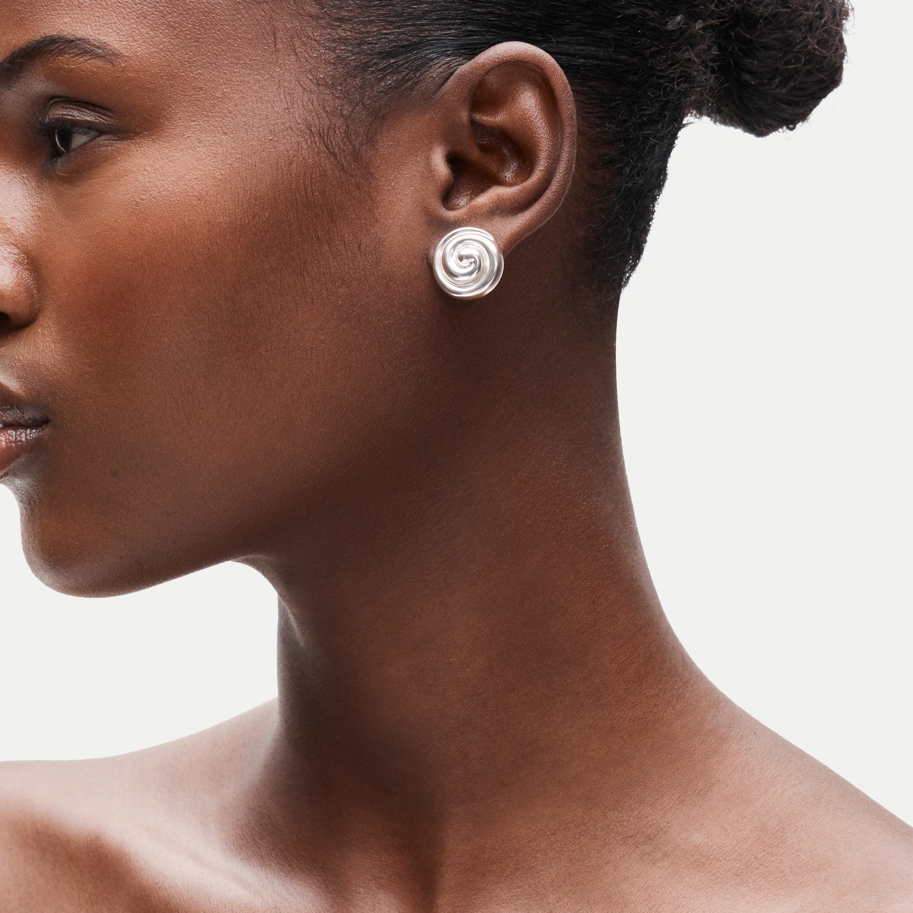 Swirl button earrings