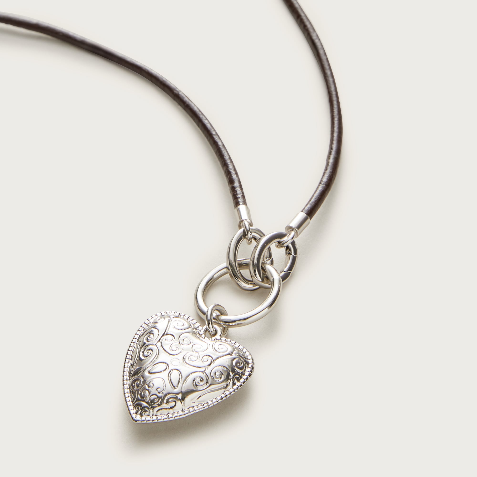 Engraved Heart Necklace With Leather Cord For Women | J.Crew
