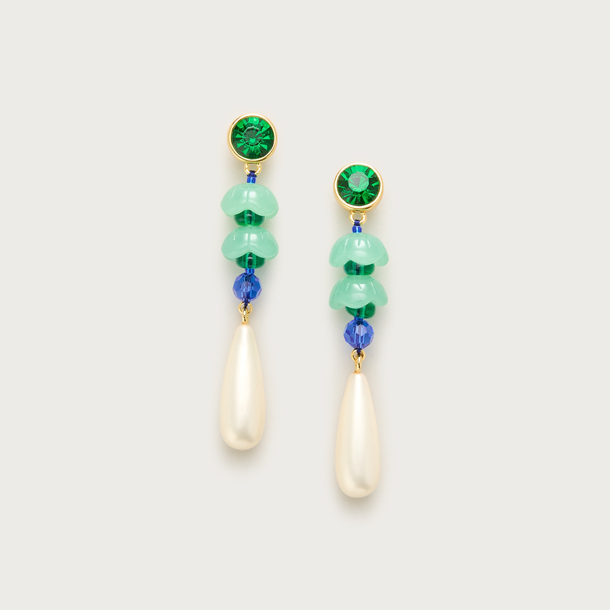 Linear crystal and pearl earrings