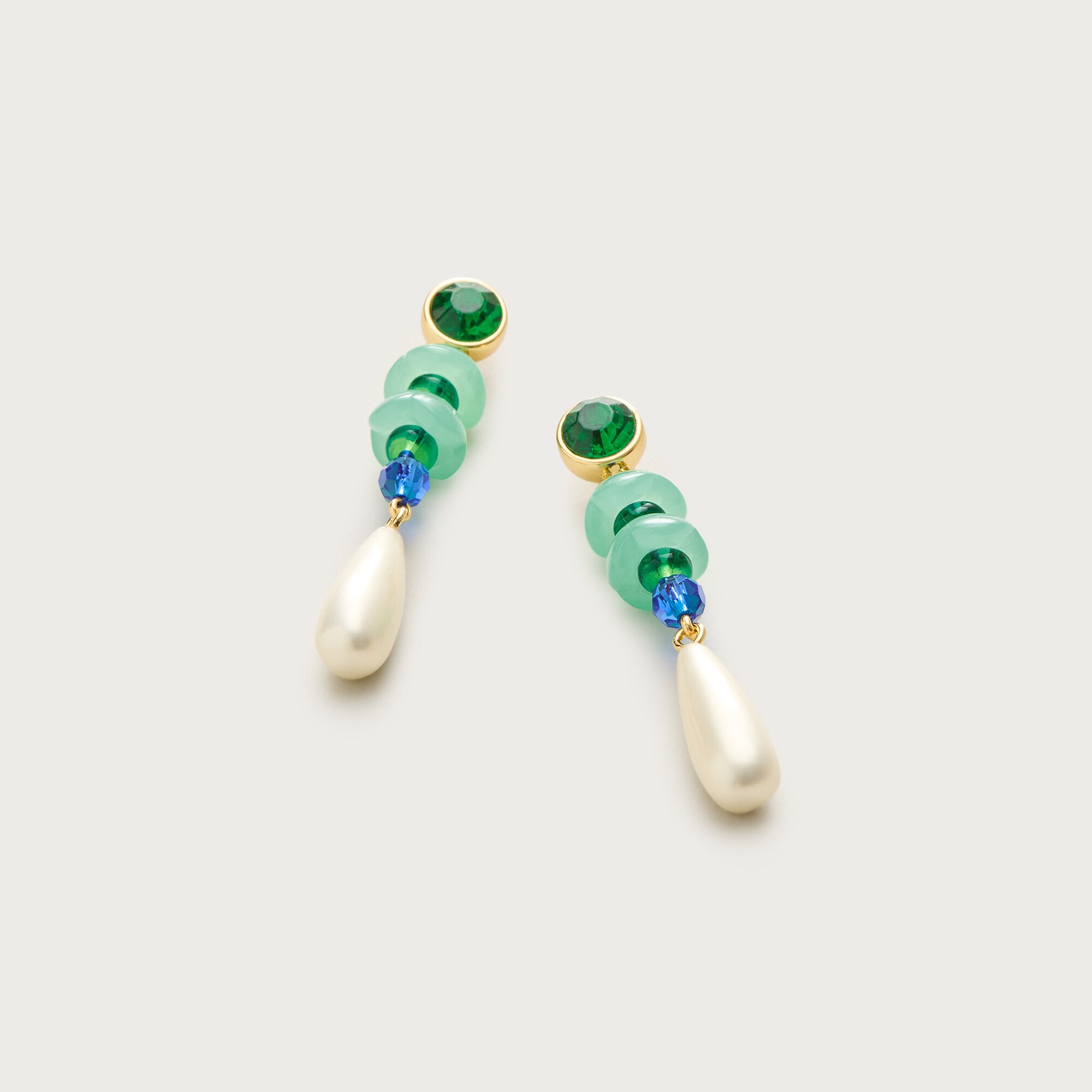 Linear crystal and pearl earrings