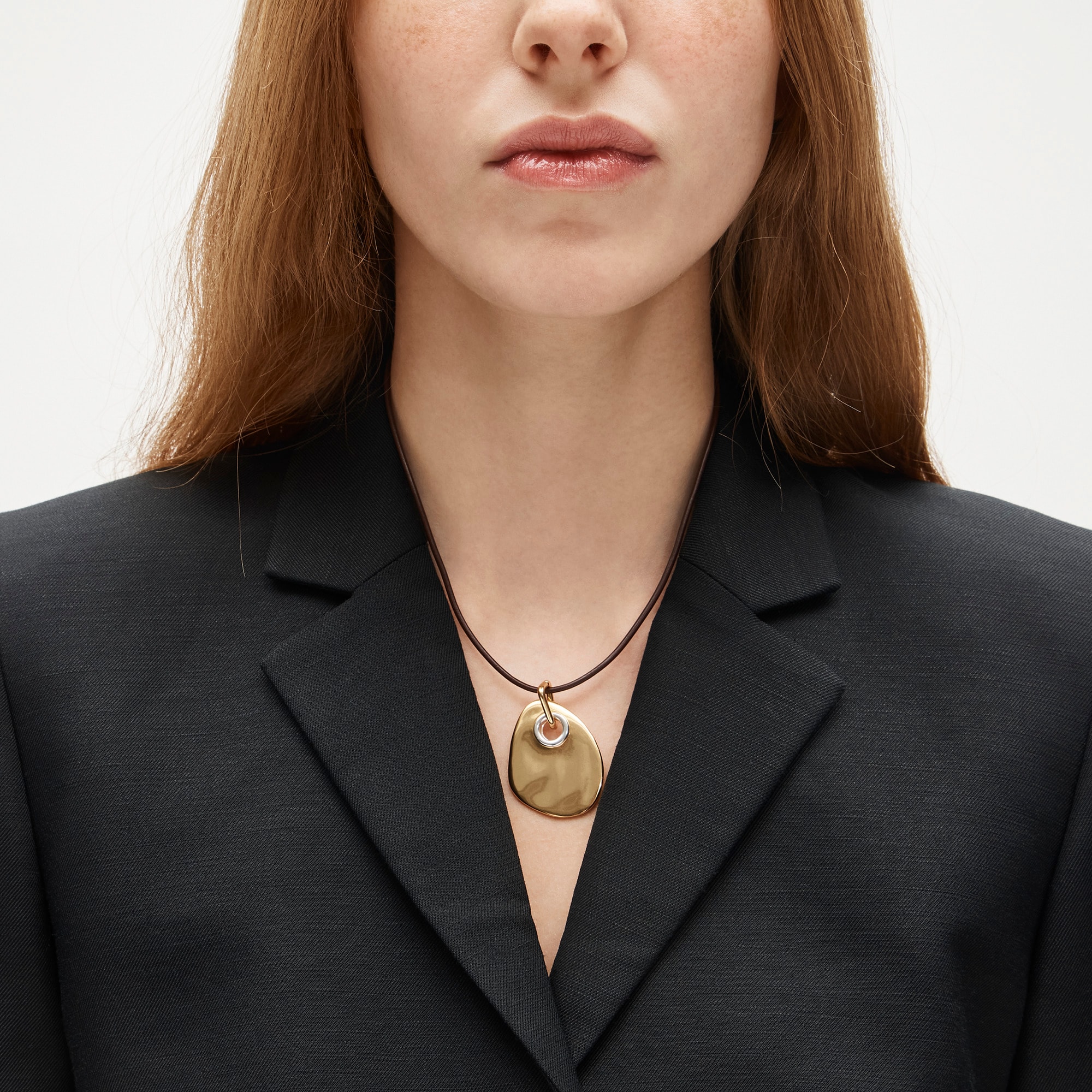 womens Grommet pendant necklace with leather cord