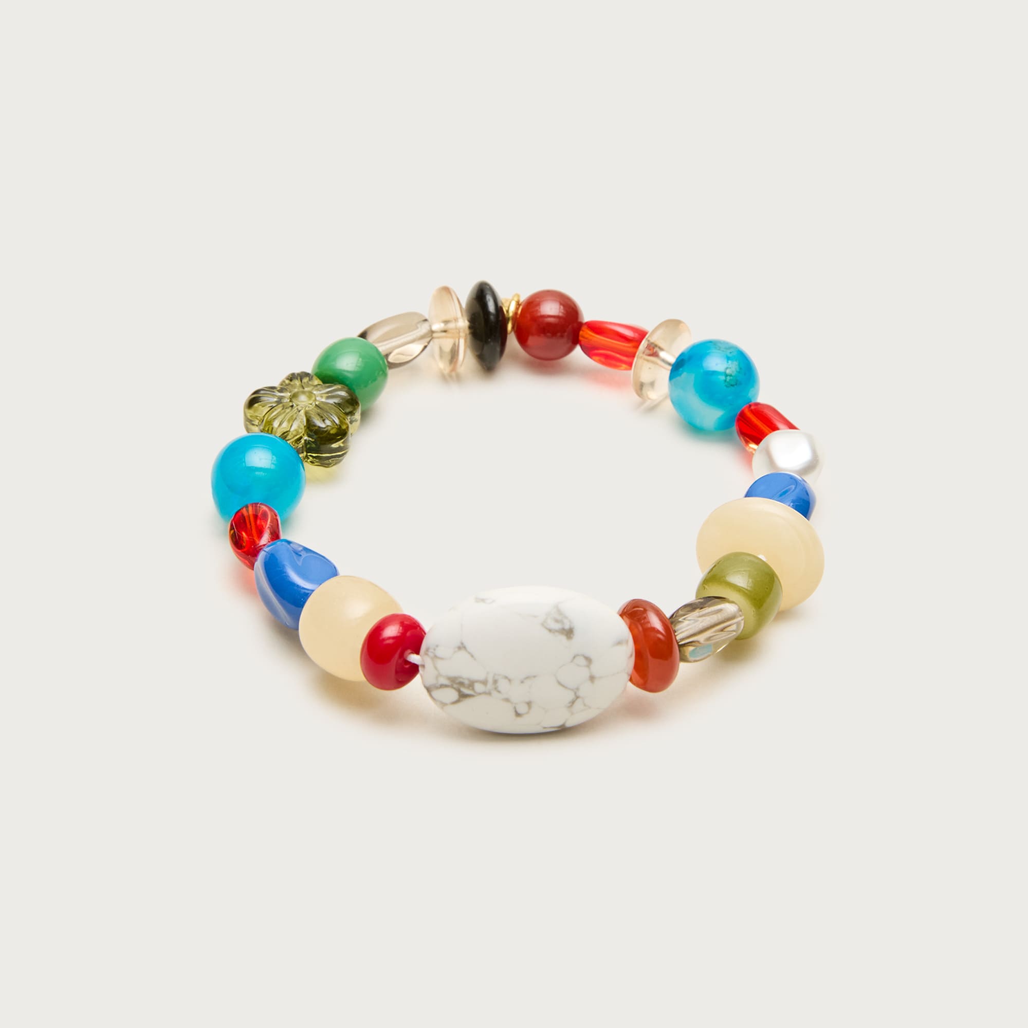 Mixed stone and bead bracelet