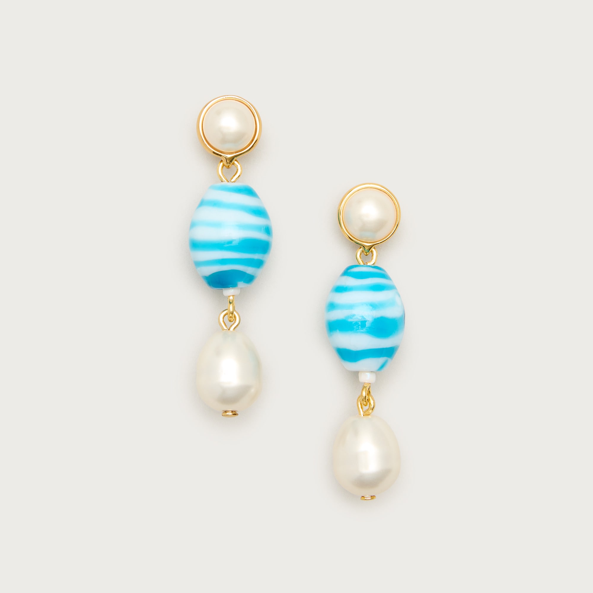 Linear beaded pearl earrings